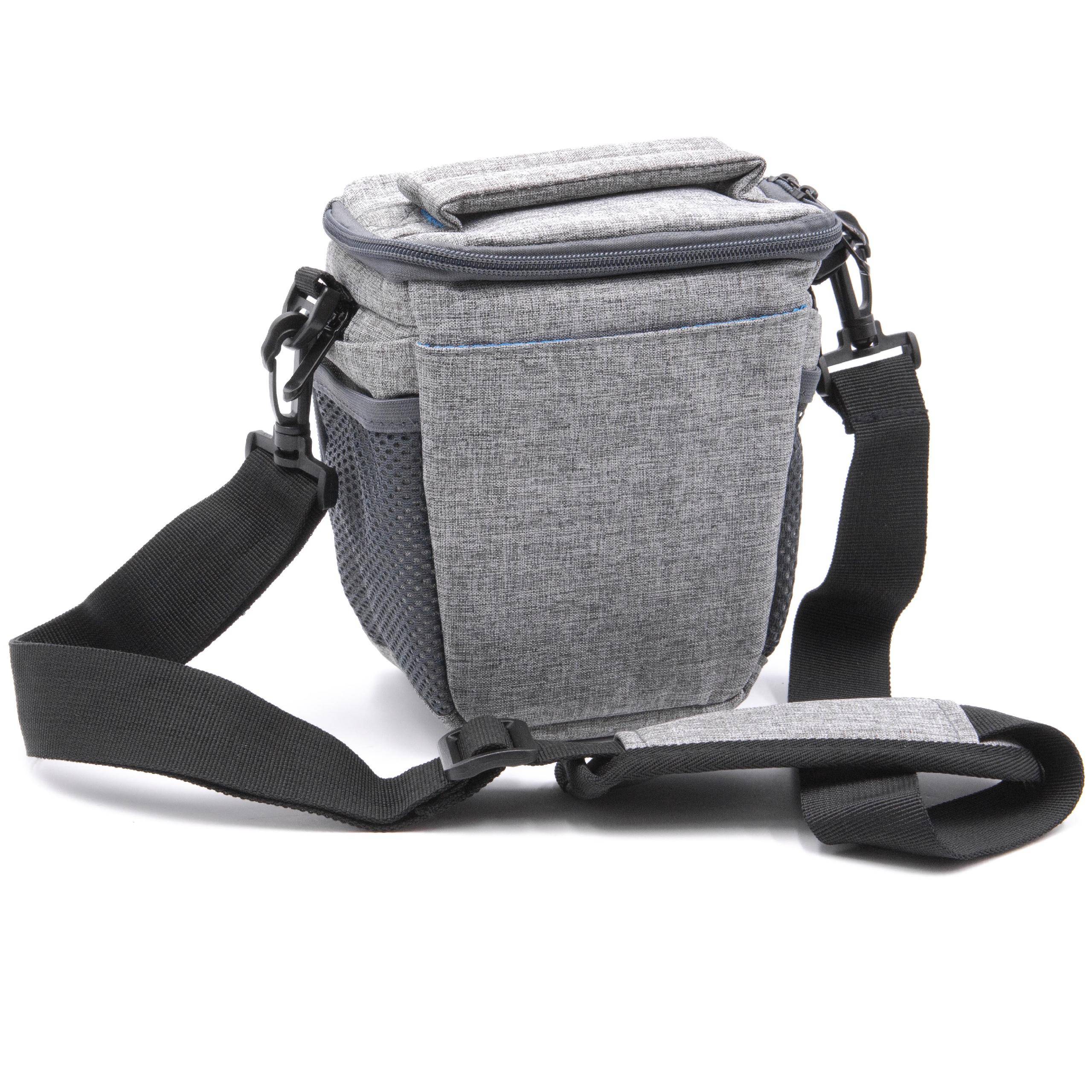 vhbw Universal Kameratasche grau / blau Canvas passend für SLR Kamera