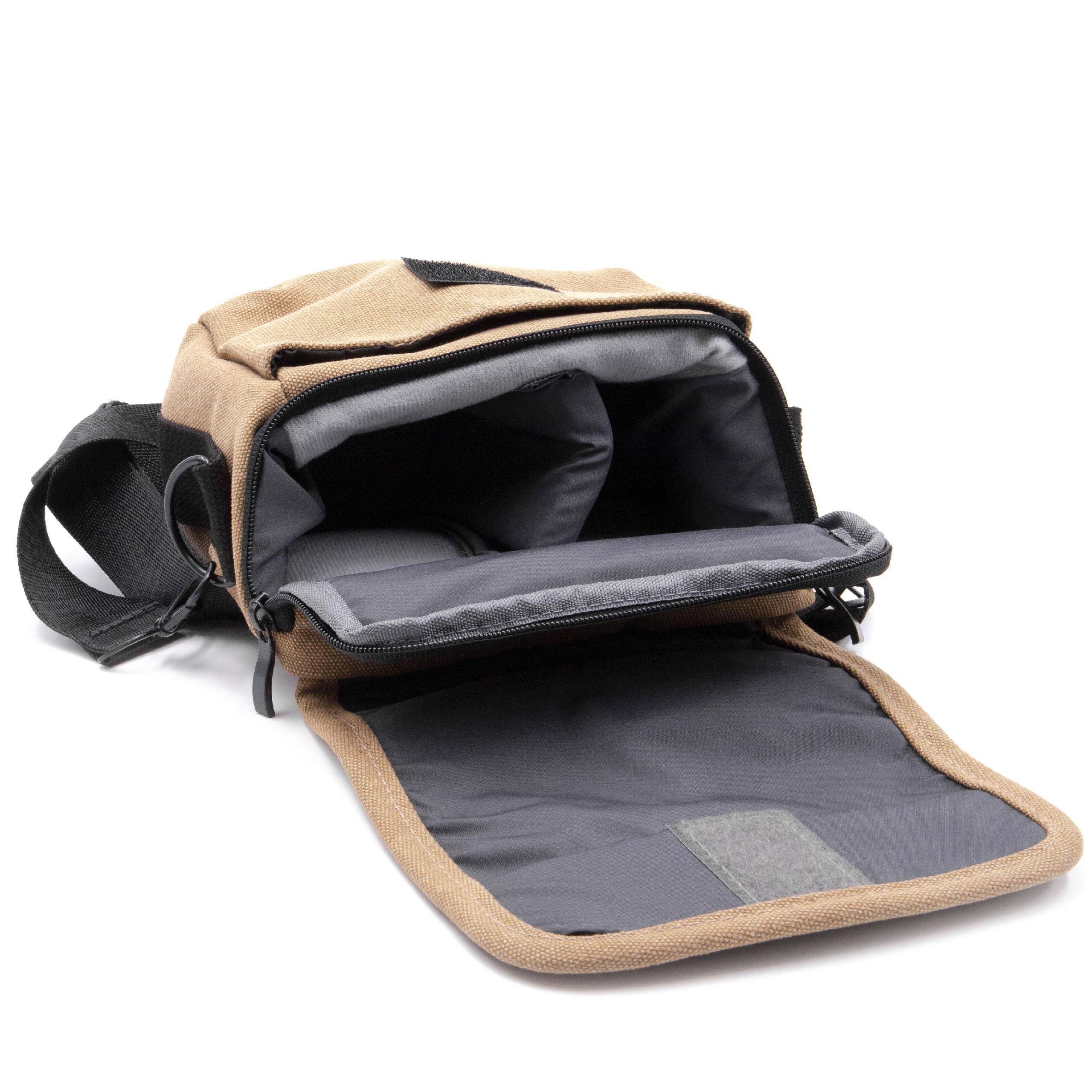vhbw Kamera-Tasche kompatibel mit Nikon CoolPix A1000 Canvas braun, grau