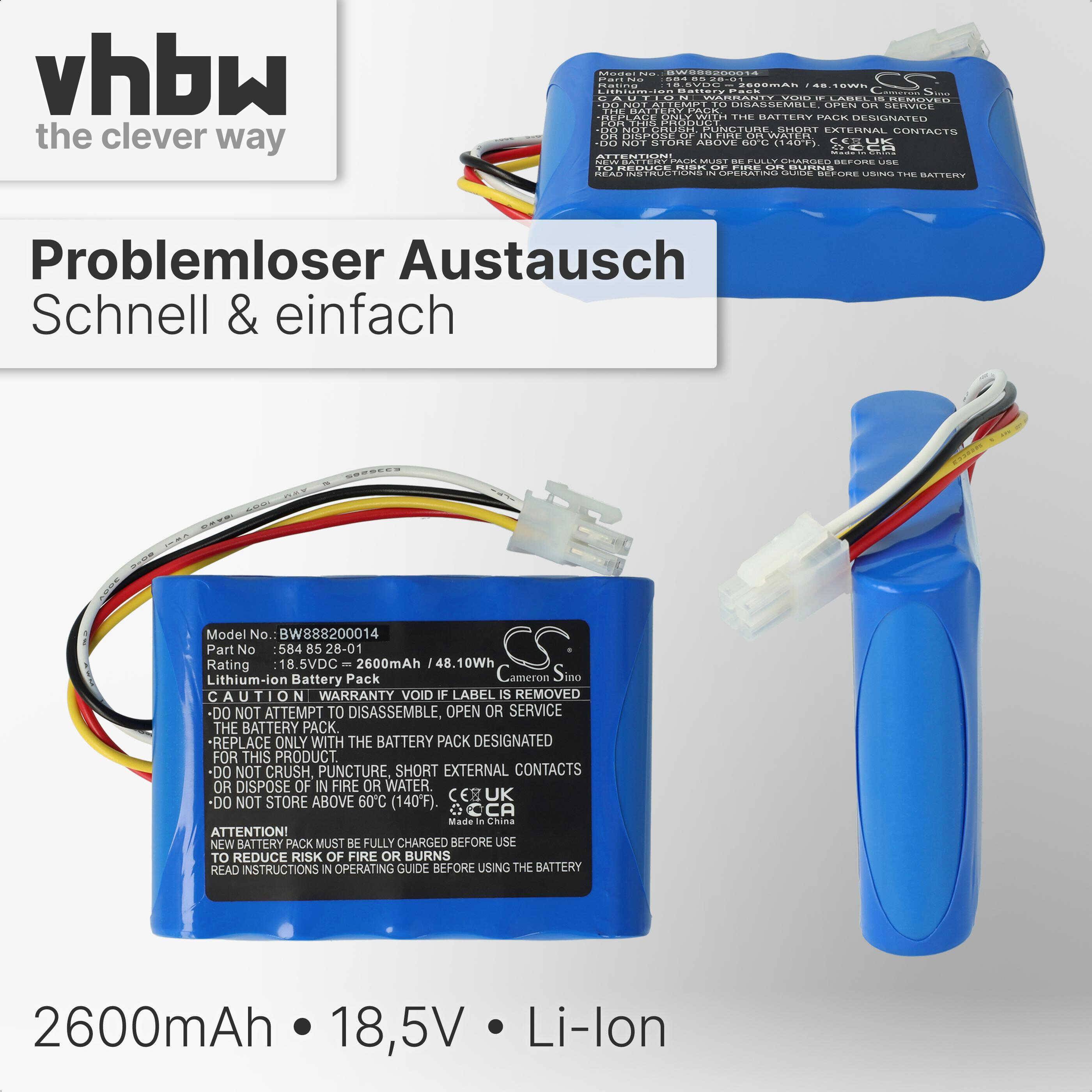 vhbw Akku Ersatz für Husqvarna 584 85 28-01, 584 82 28-02, 584 82 28-01, 589 58 62-01, 584 85 28-02 für Rasenmäher (2600mAh 18,5V Li-Ion)