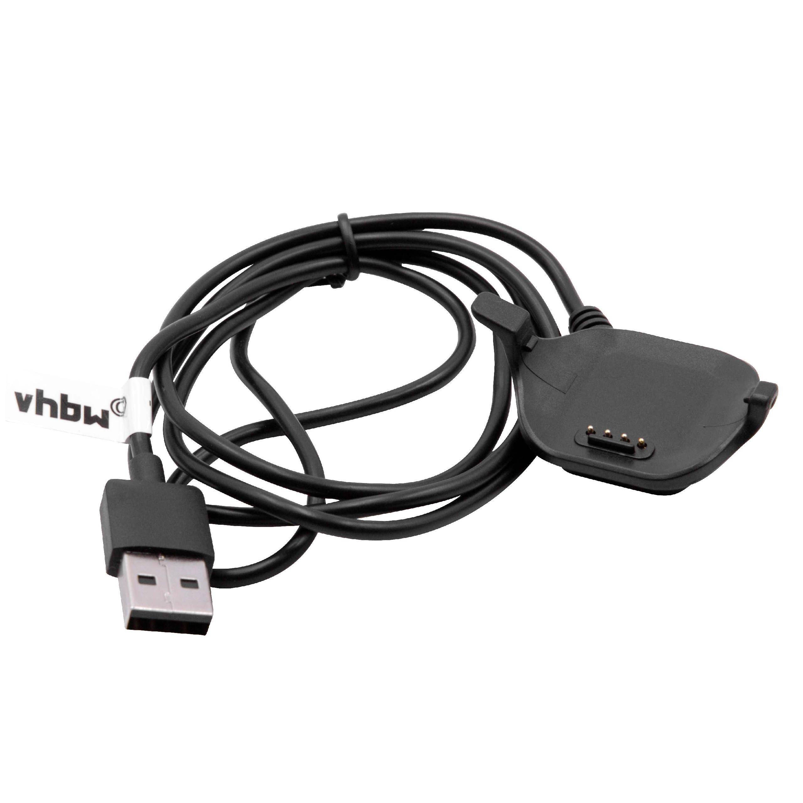 vhbw USB Ladekabel kompatibel mit Garmin Forerunner 25 (small) Smartwatch Fitnesstracker - Dockingstation Schwarz, 96 cm