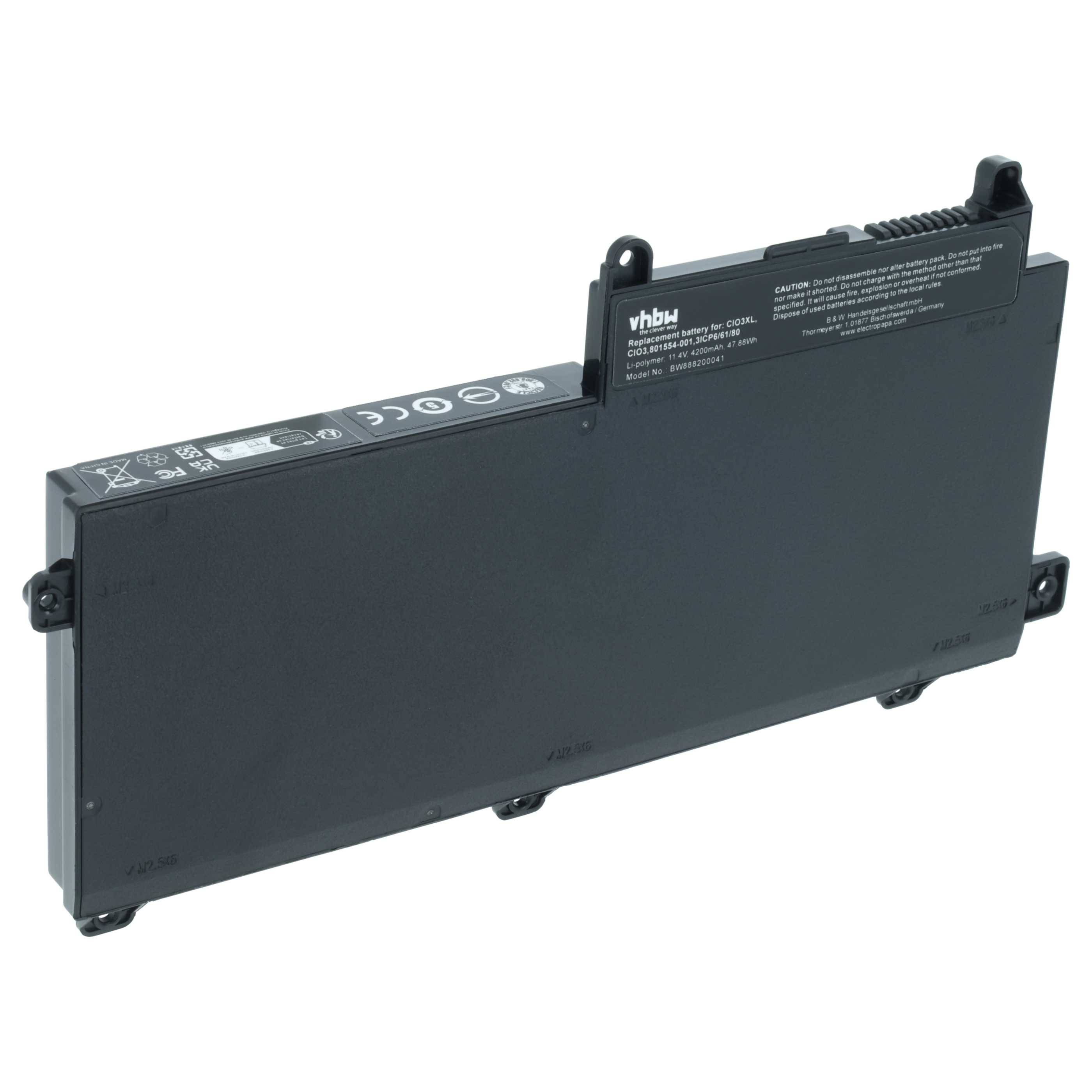 vhbw Akku kompatibel mit HP ProBook 655, 645, 640, 645 G2, 640 G2, 655 G2, 650 G2, 650 Notebook (4200 mAh, 11,4 V, Li-Polymer)