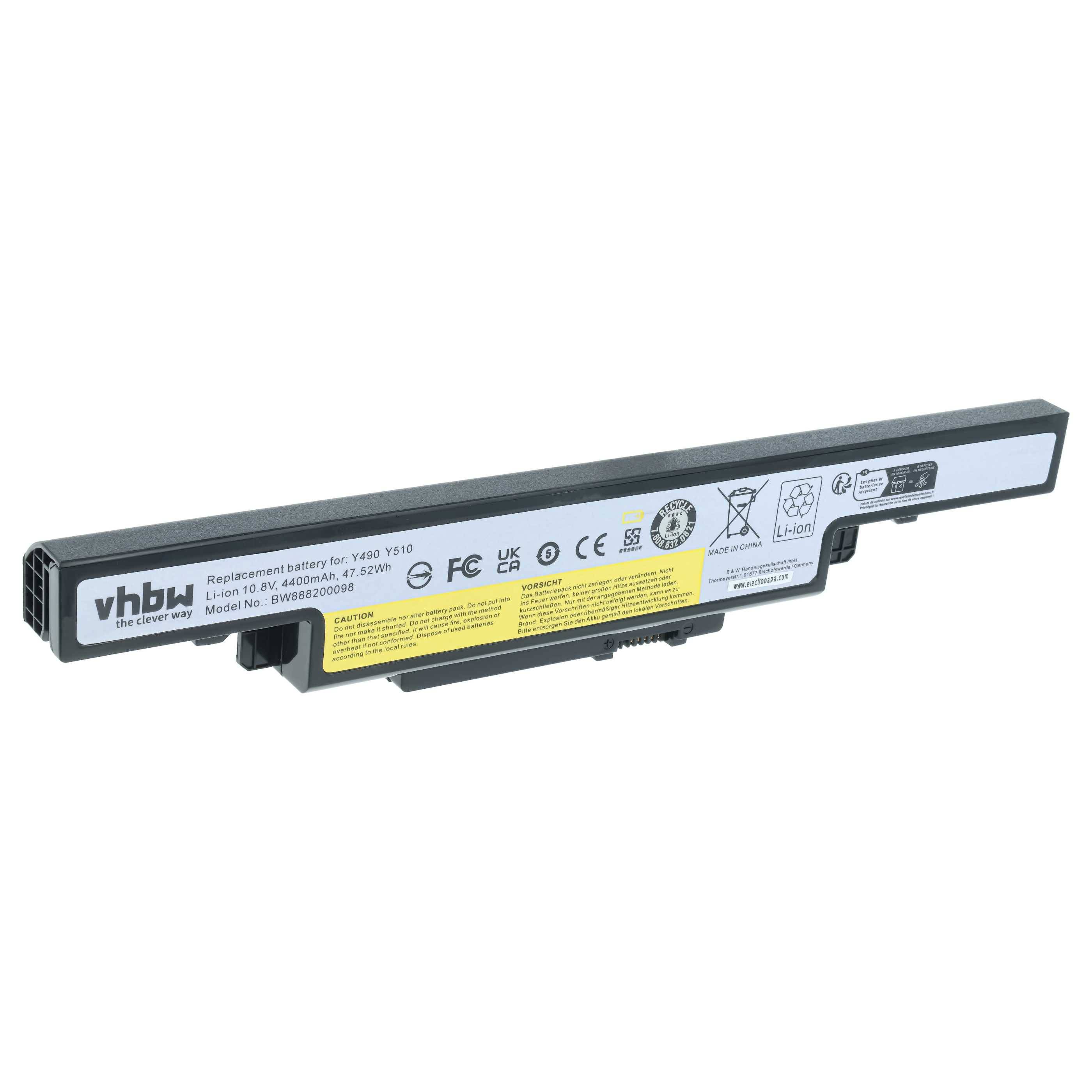 vhbw Akku kompatibel mit Lenovo IdeaPad Y590P, Y590N Notebook (4400 mAh, 10,8 V, Li-Ion)