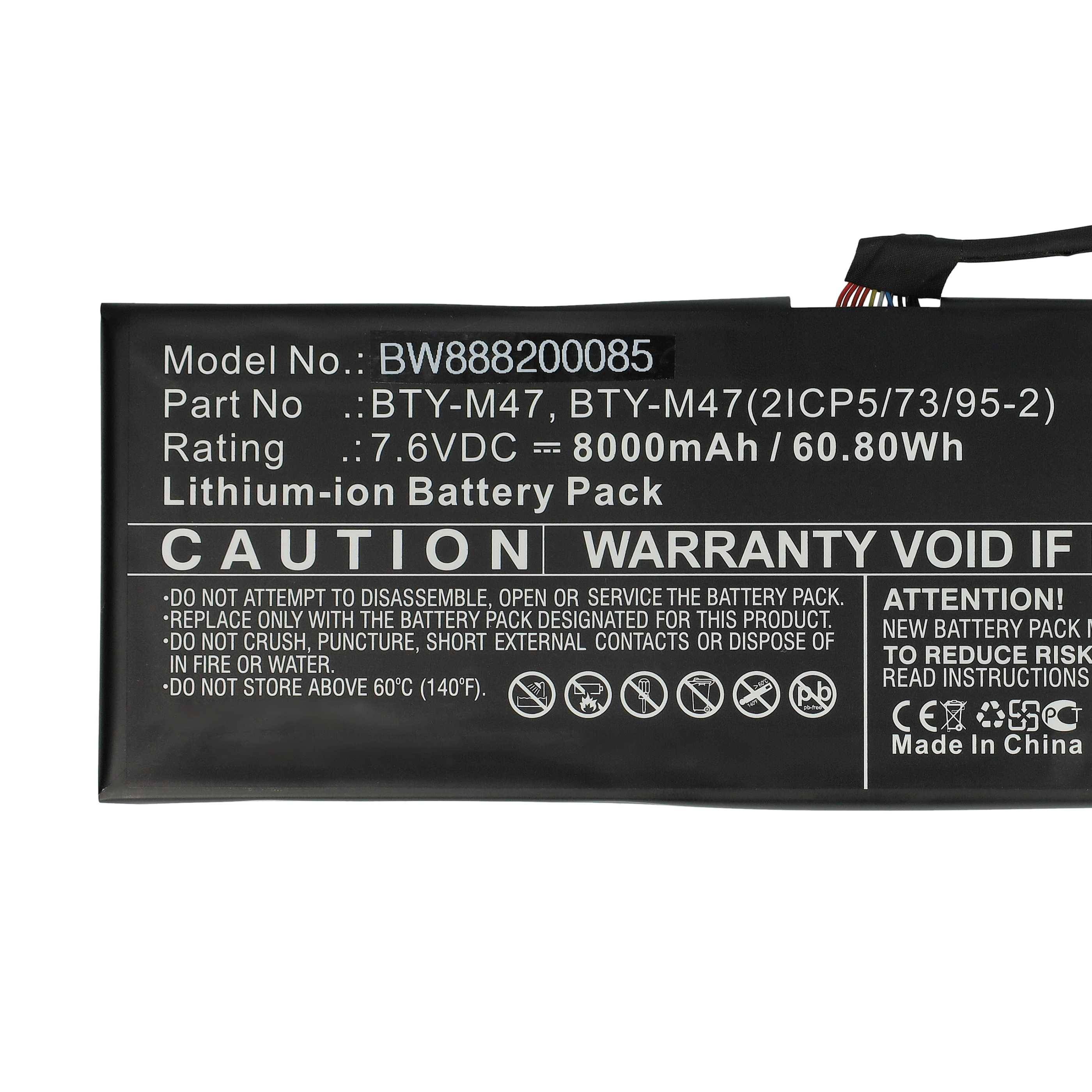 vhbw Akku kompatibel mit MSI GS40-6QE81FD, GS40 6QE-228AU, GS40 6QE81FD, GS40 6QE-230CZ Notebook (8000 mAh, 7,6 V, Li-Ion)