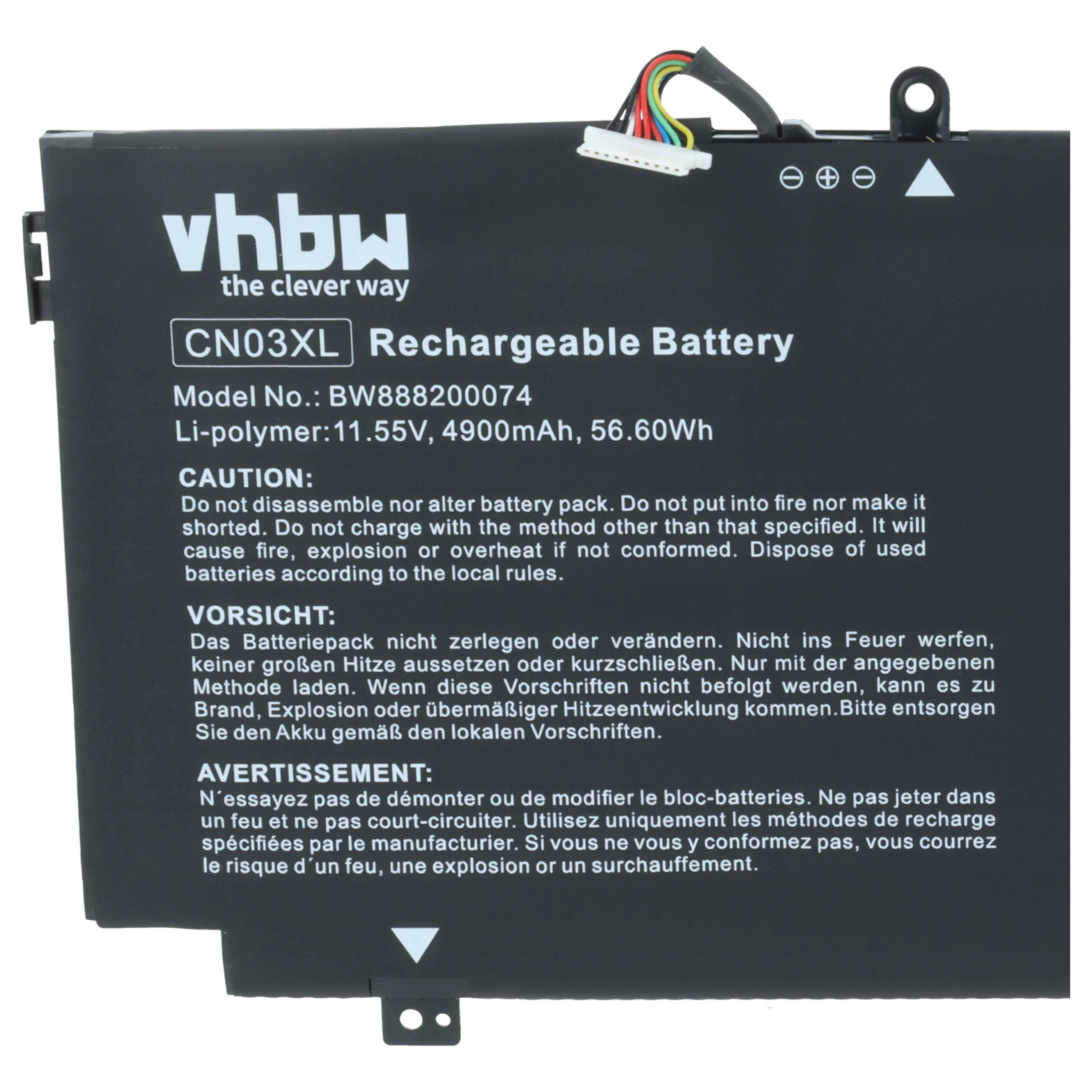 vhbw Akku kompatibel mit HP Envy 13-AB030NF, 13-AB028NF, 13-AB028TU, 13-AB029NF, 13-AB029TU Notebook (4900 mAh, 11,55 V, Li-Polymer)
