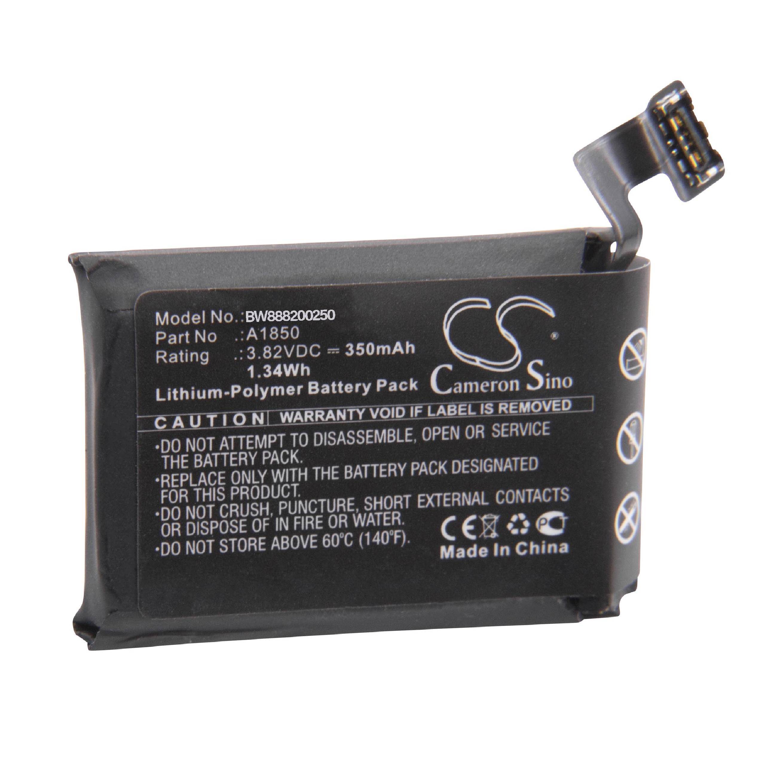 vhbw Akku kompatibel mit Apple Watch GSRF-MQL02LL/A, GSRF-MQL12LL/A Smartwatch Uhr Fitnessarmband (350 mAh, 3,82 V, Li-Polymer)