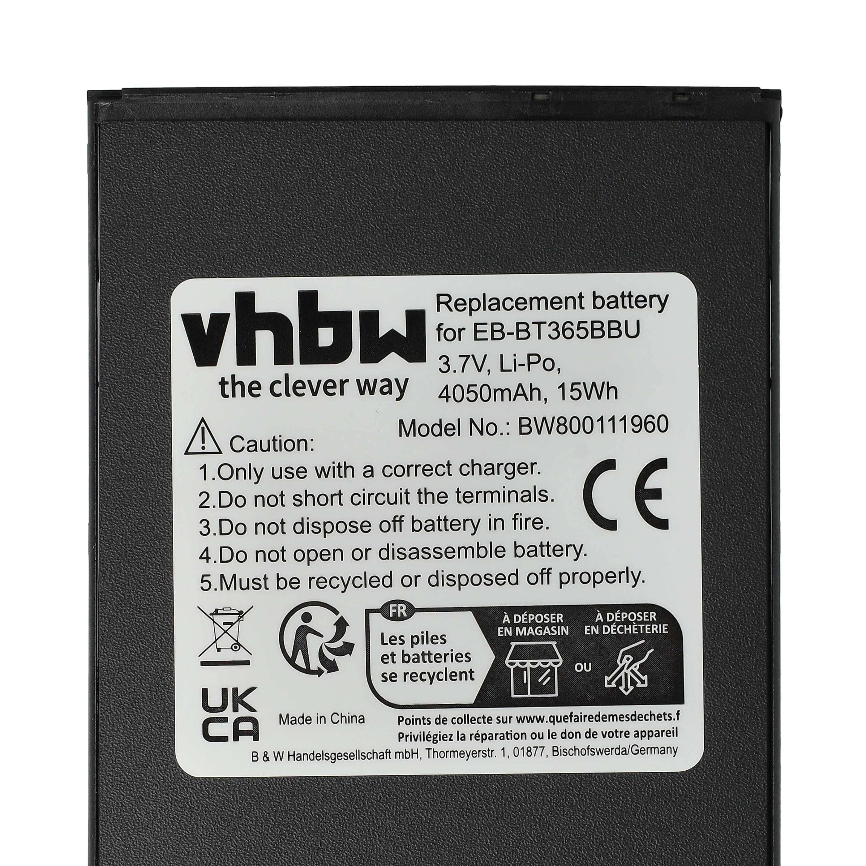 vhbw Akku Ersatz für Samsung EB-BT365BBU | EB-BT365BBC, EB-BT365BBE, EB-BT365BBUBUS für Tablet Pad (4050 mAh, 3,7 V, Li-Polymer)