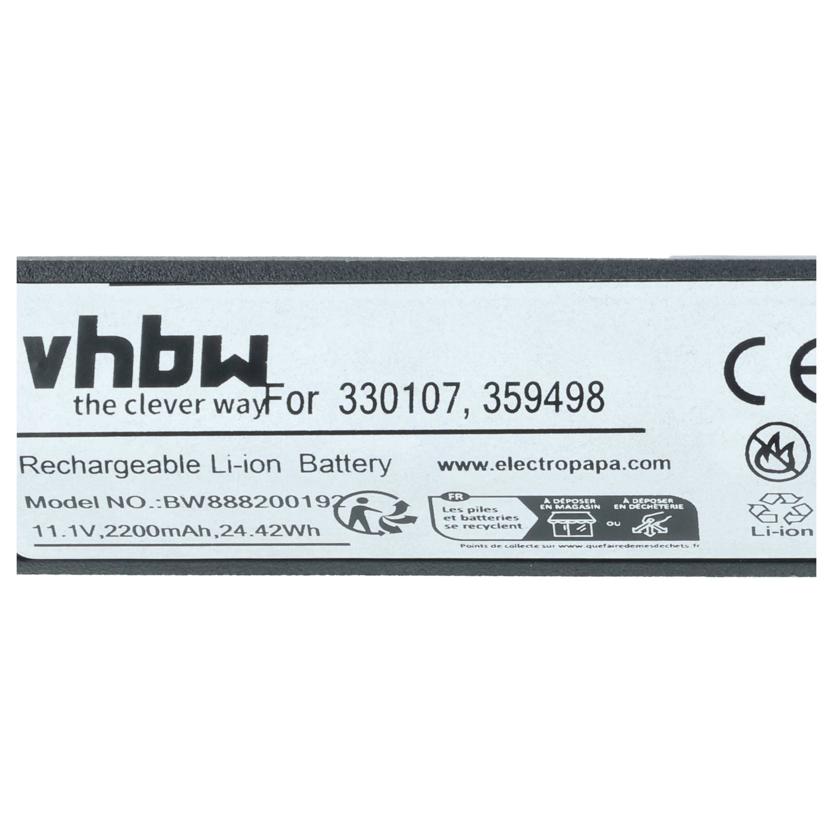 vhbw 1x Akku Ersatz für Bose 330105, 330107, 359498, 330105A, 330107A, 359495, 404600, 404900 für Lautsprecher Boxen Speaker (2200 mAh, 11,1 V, Li-I