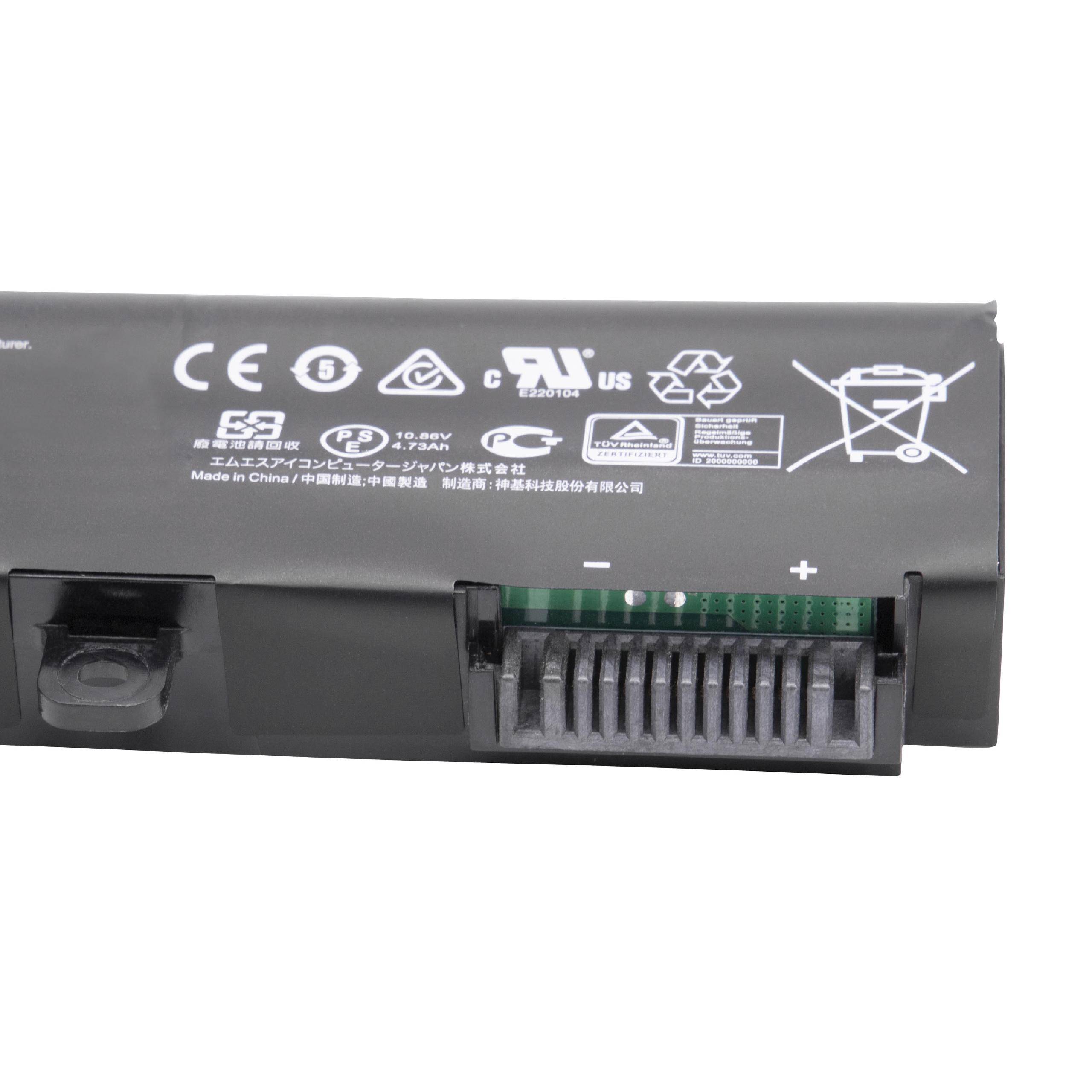 vhbw 1x Akku kompatibel mit MSI GE62VR 6RF-010CN, GE62 6QF-203XCN, GE62 6QF-202XCN Notebook (4730 mAh, 10,86 V, Li-Ion)