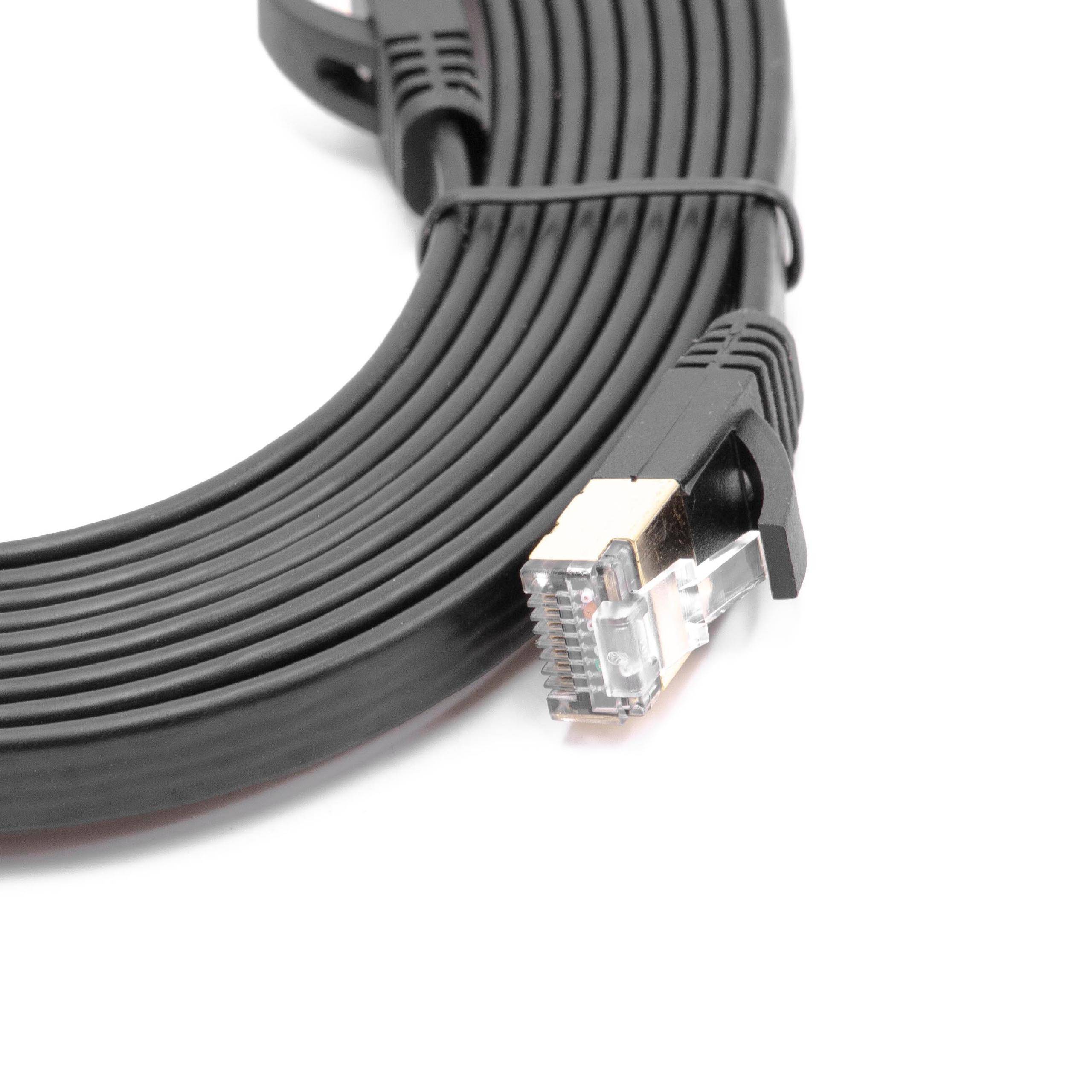 vhbw Netzwerkkabel LAN Kabel Patchkabel | Cat7 3m schwarz flach