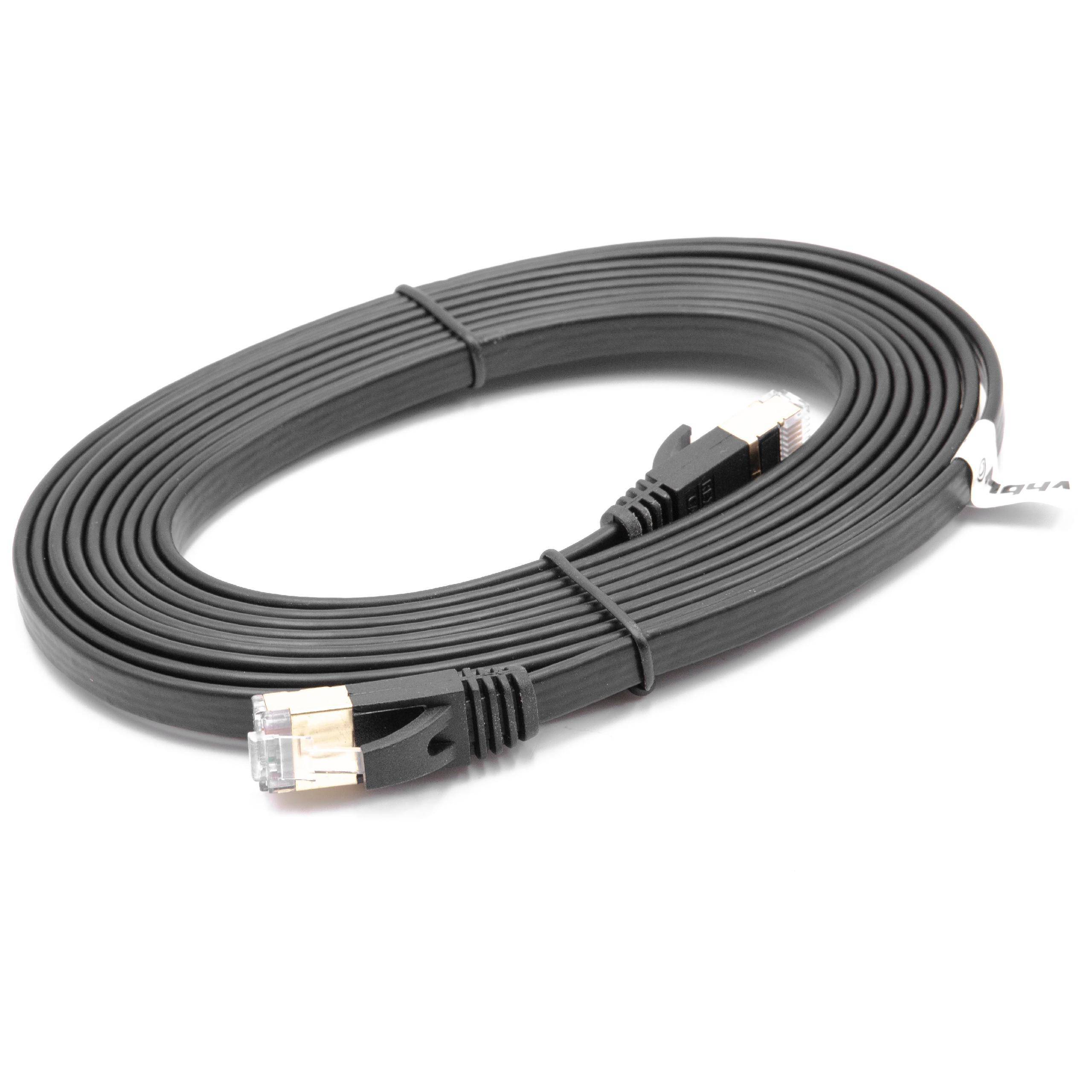vhbw Netzwerkkabel LAN Kabel Patchkabel | Cat7 3m schwarz flach