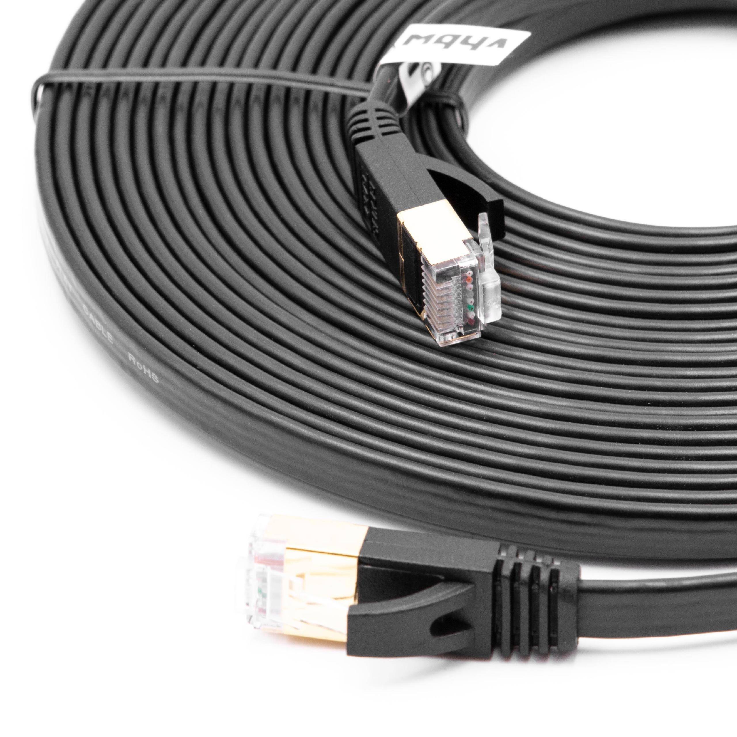 vhbw Netzwerkkabel LAN Kabel Patchkabel Cat7 | 8 m Schwarz, Flach