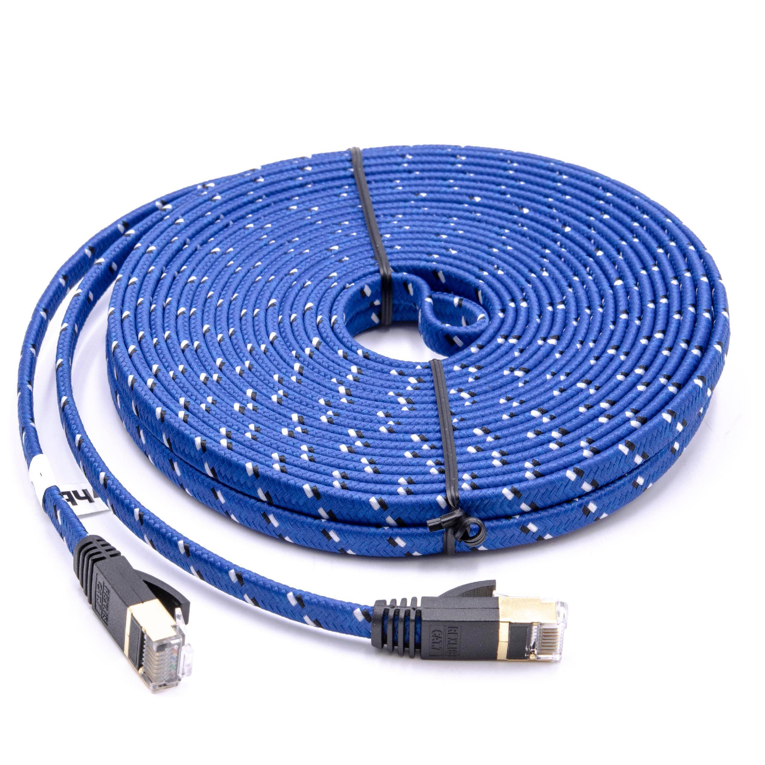vhbw Netzwerkkabel LAN Kabel Patchkabel Cat7 | 10 m Blau, Flach