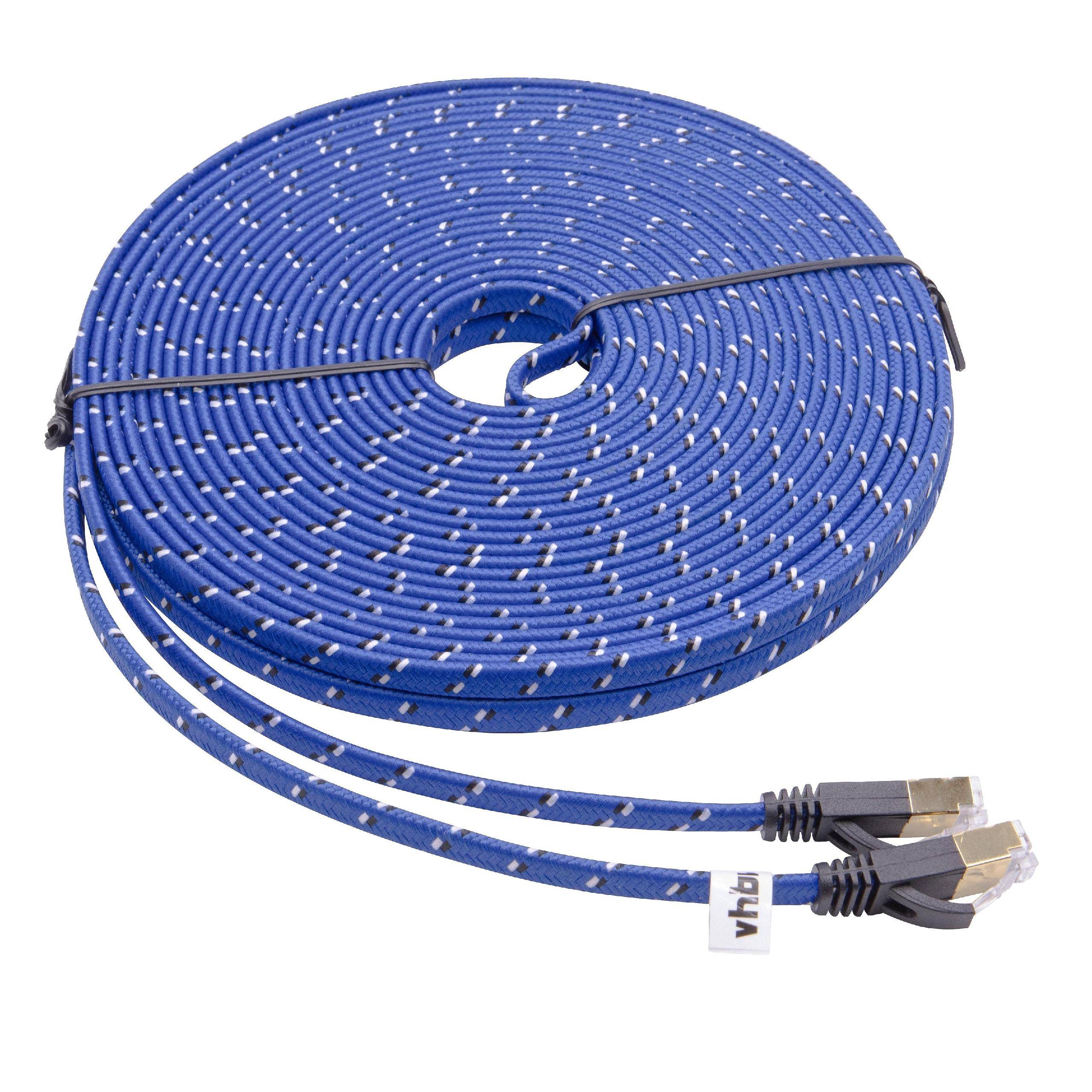 vhbw Netzwerkkabel LAN Kabel Patchkabel Cat7 15m blau flach