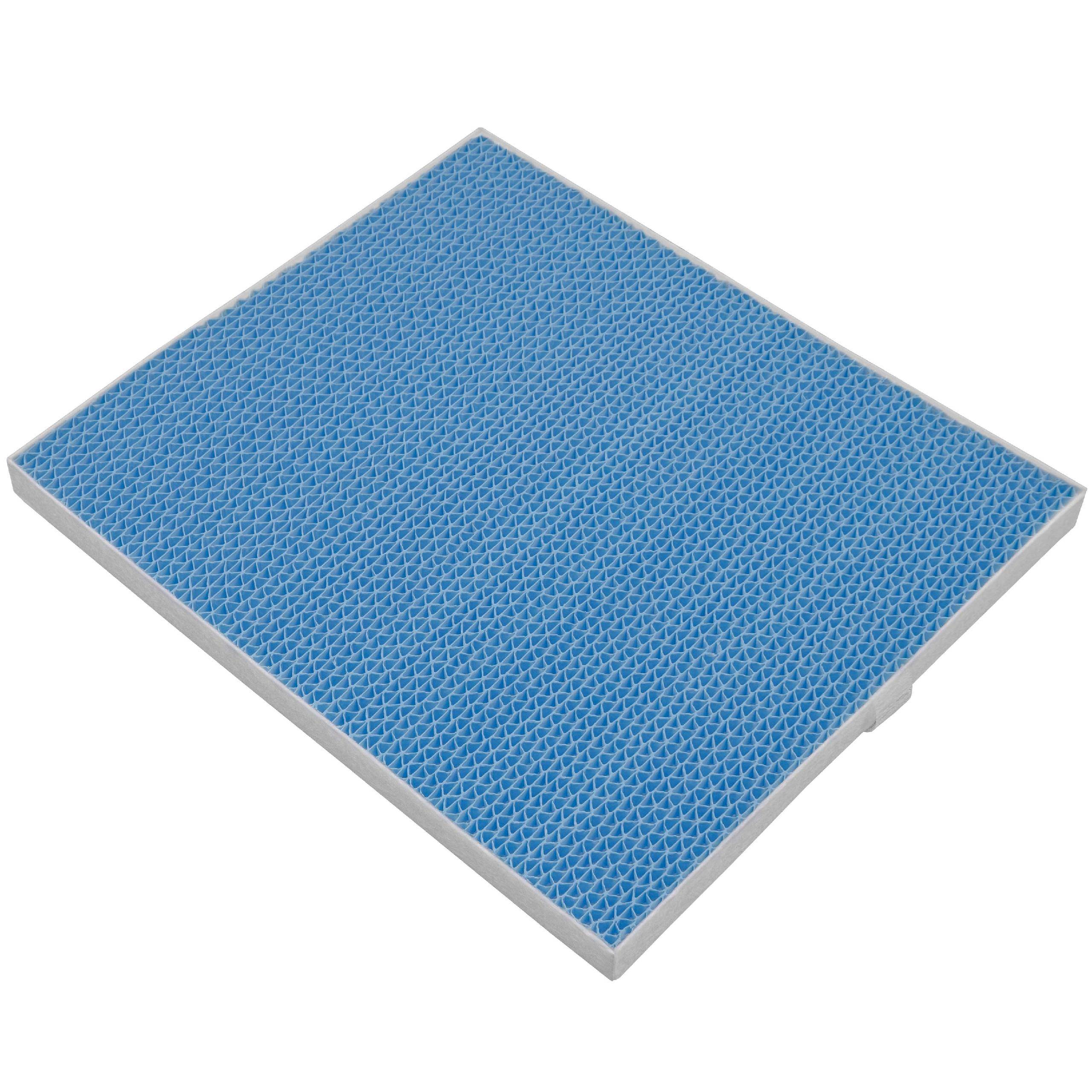 Blaues gefaltetes Luftfilterpaneel auf weißem Hintergrund dargestellt.
