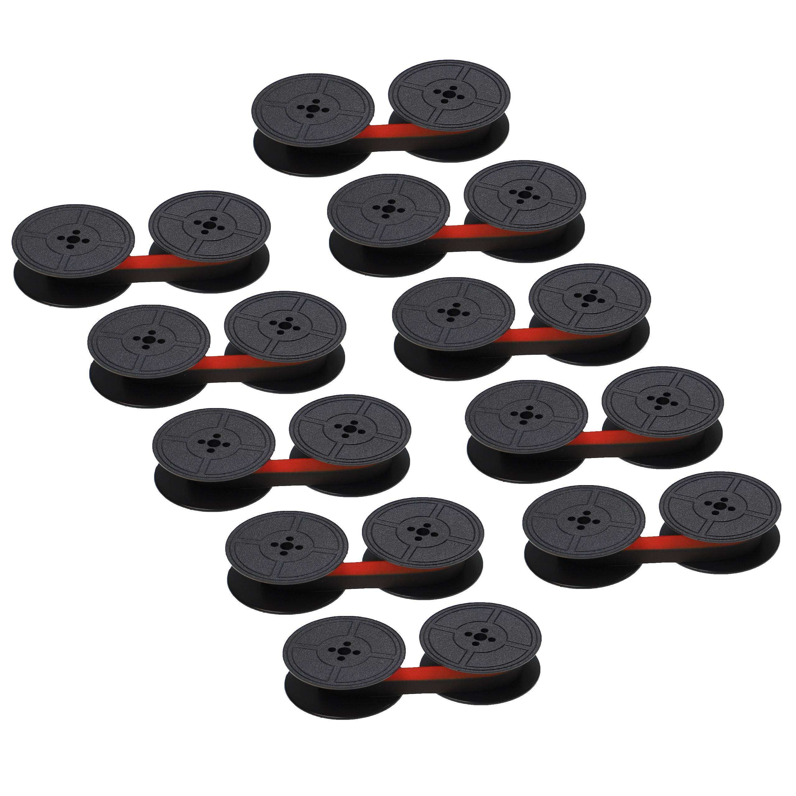 vhbw 10x Farbband Schriftband kompatibel mit Olivetti P203, OCR 8112, OCR 8111, OCR 8102, S14 Nadeldrucker, Bondrucker - Schwarz, Rot