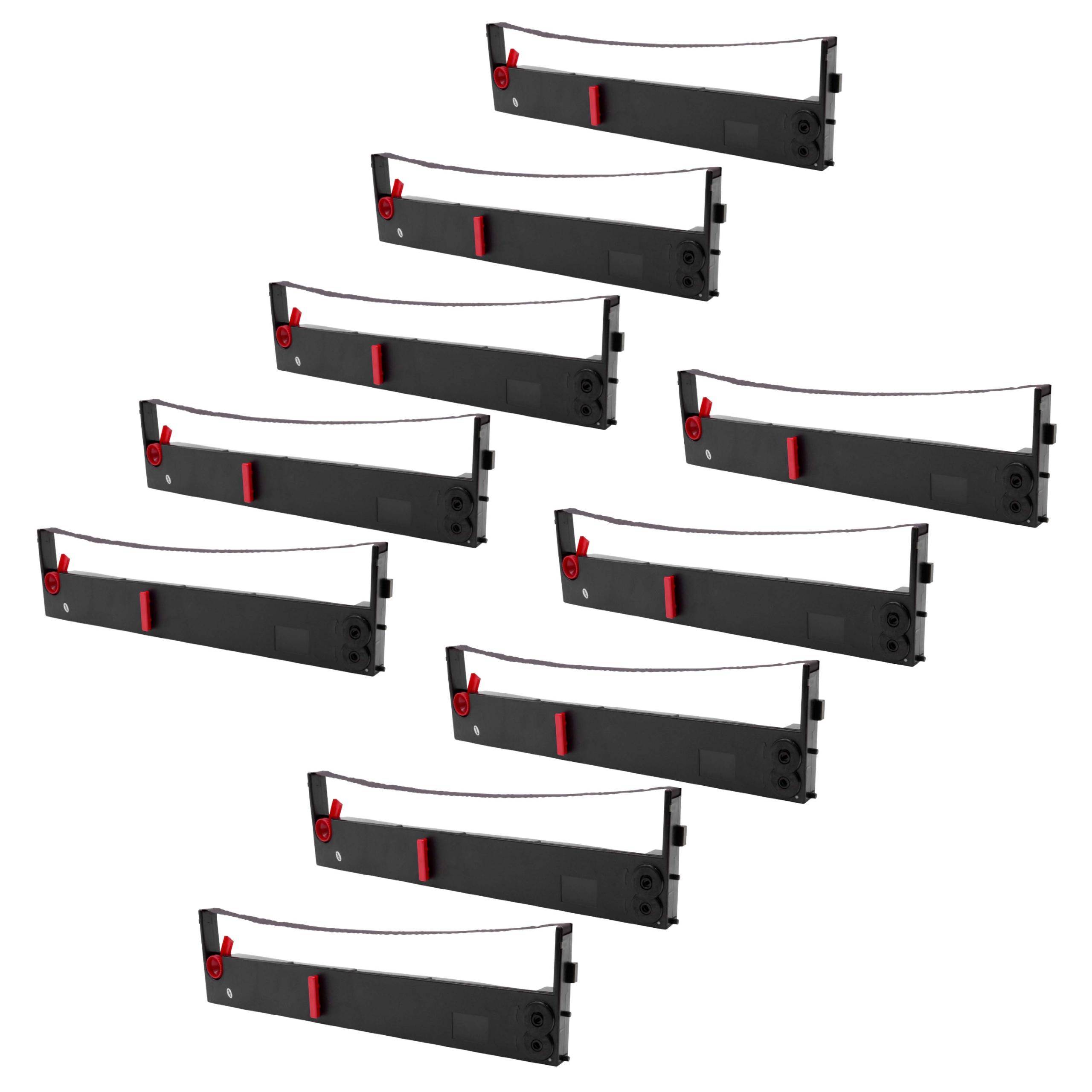 vhbw 10x Farbband Schriftband kompatibel mit Tally Genicom T2045, MT490, MT460, MT440, T2060, T2055 Nadeldrucker, Bondrucker - Schwarz