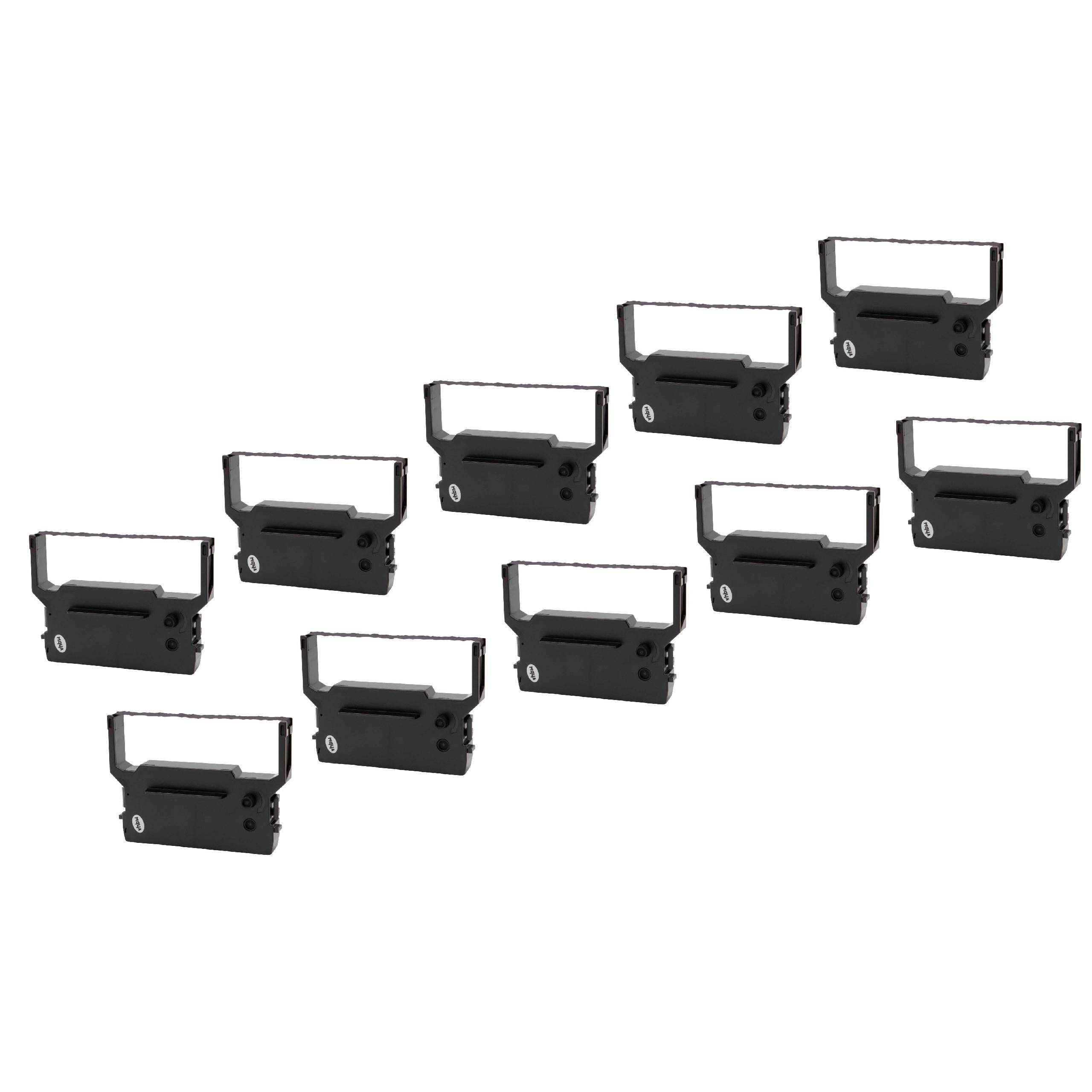 vhbw 10x Farbband Schriftband kompatibel mit Panasonic JS 660, JS 7500 Nadeldrucker, Bondrucker - Schwarz