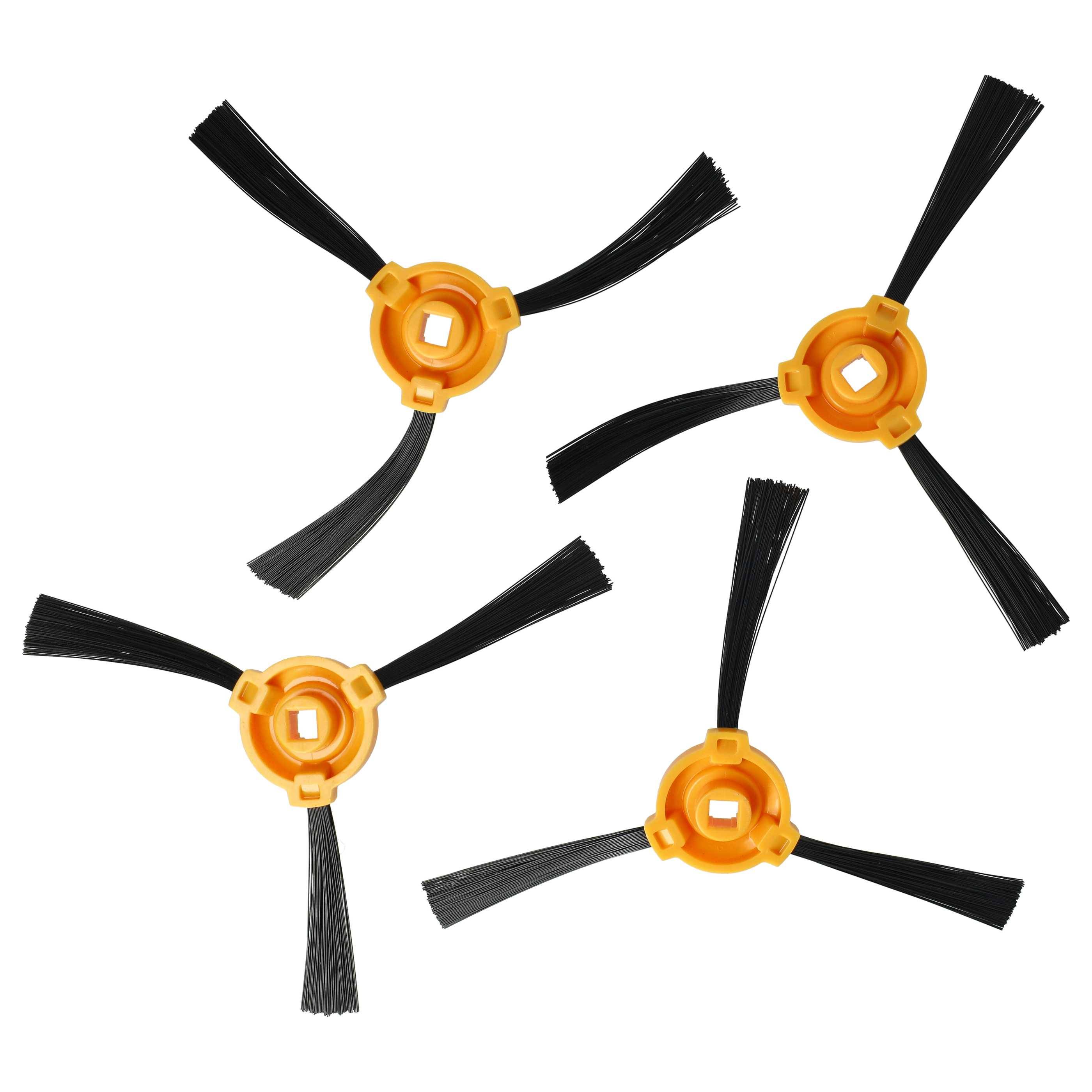 vhbw 4x Seitenbürste Ersatz für Eufy T0903071 für Saugroboter - Reinigungsbürsten Set, schwarz / orange