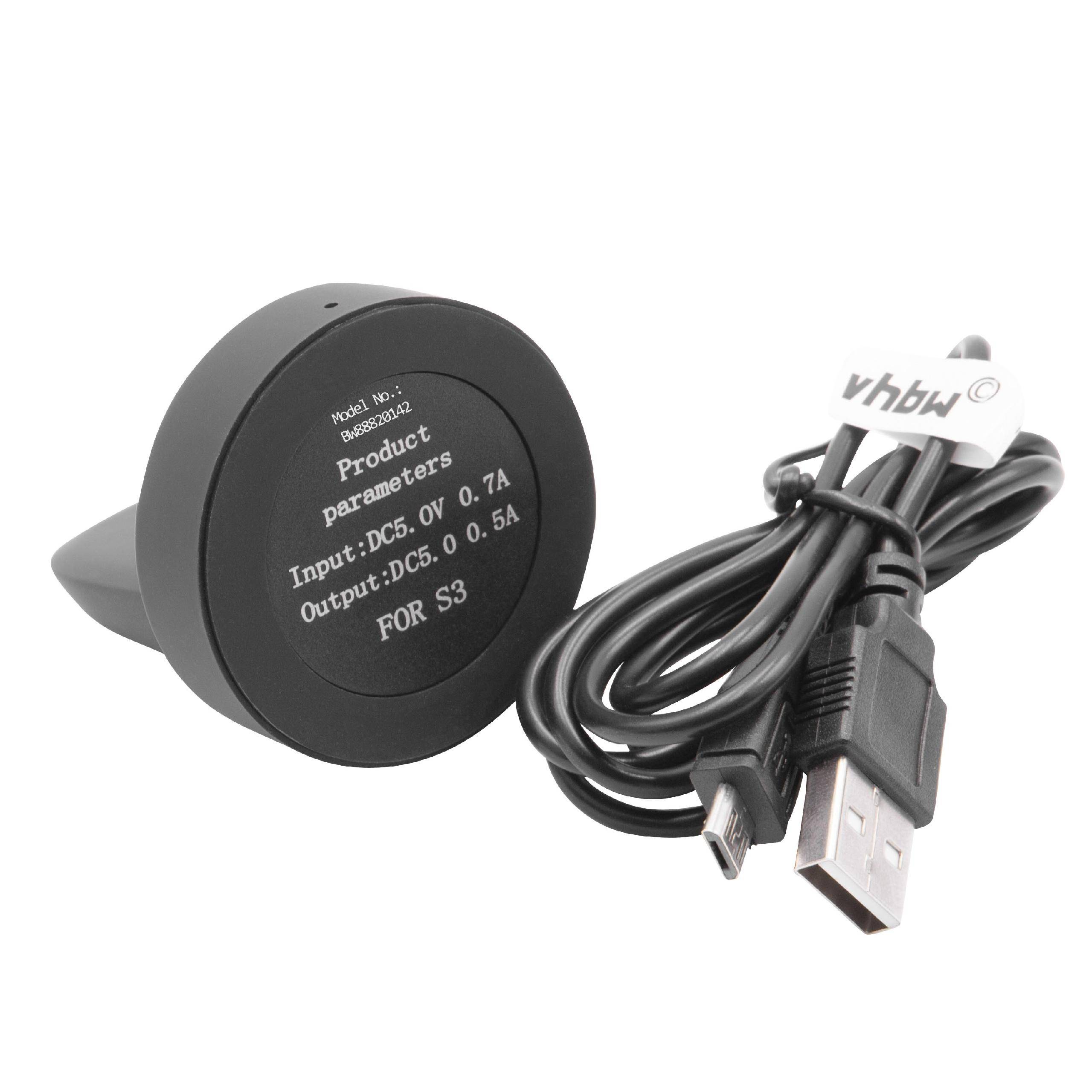 vhbw USB Ladekabel kompatibel mit Samsung Galaxy SM R815, SM-R810 Smartwatch Fitnesstracker - Dockingstation Schwarz, 93 cm