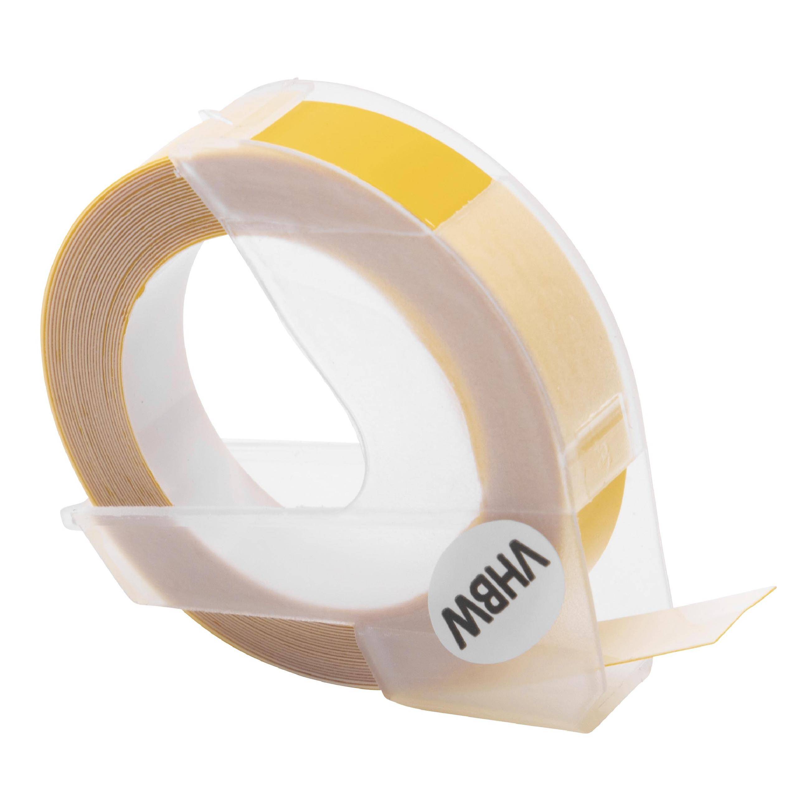 vhbw 3D Prägeband-Kassette kompatibel mit Dymo Caption Maker 1741205 | 814580, E-101 Etiketten-Drucker 3m x 9mm Weiß auf Gelb