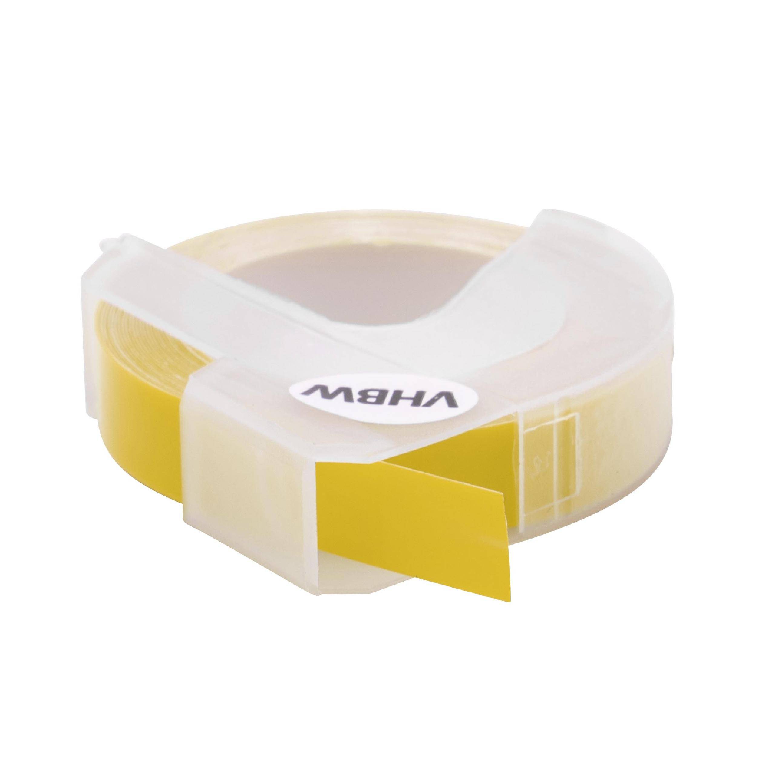 vhbw 3D Prägeband-Kassette kompatibel mit Dymo Caption Maker 1741205 | 814580, E-101 Etiketten-Drucker 3m x 9mm Weiß auf Gelb