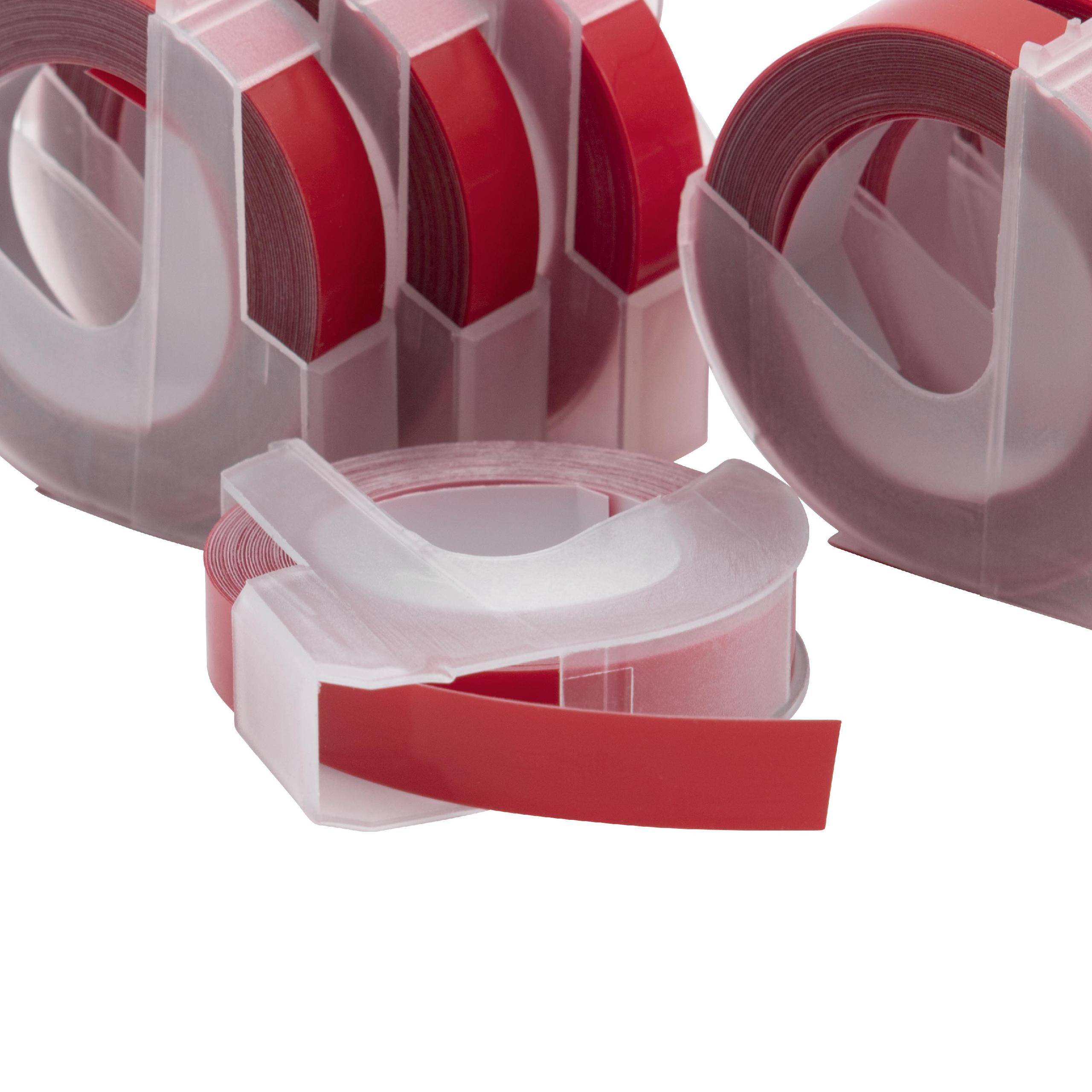 vhbw 10x 3D Prägeband-Schriftband-Kassette kompatibel mit Dymo 1535,, 1540, 1550, 1570, 1575, 1745 Etiketten-Drucker 3m x 9mm Weiß auf Rot