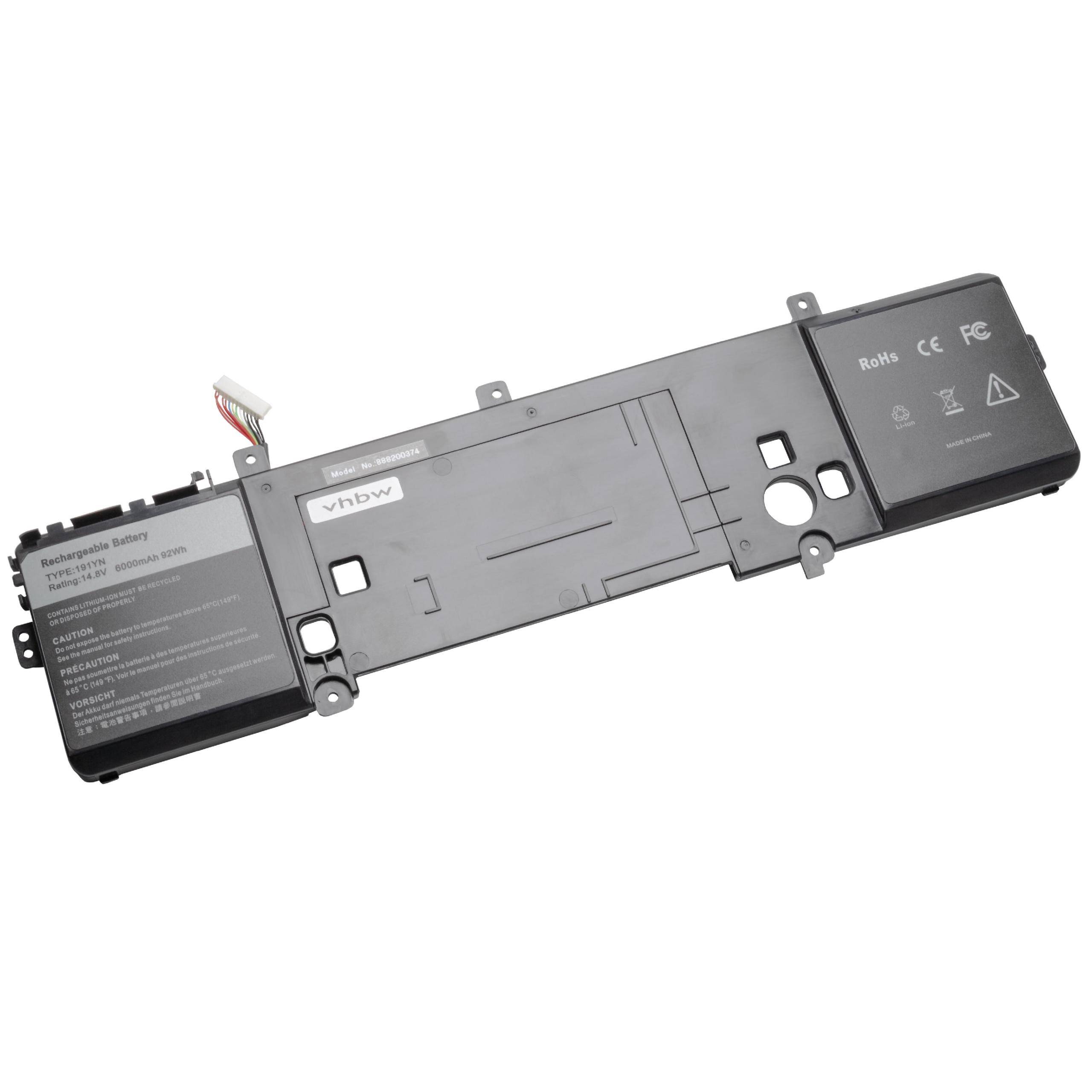 vhbw 1x Akku Ersatz für Dell 05046J, 191YN, 410GJ, 2F3W1, 6JHCY für Notebook (6000 mAh, 14,8 V, Li-Ion)
