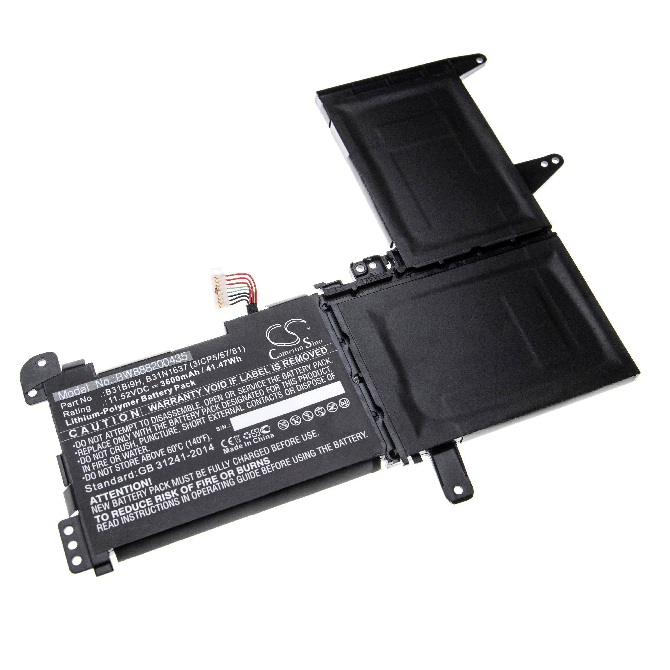 vhbw Akku kompatibel mit Asus VivoBook S15 S501UA-EJ645T, S15 S501UA-EJ763T Notebook (3600 mAh, 11,52 V, Li-Polymer)