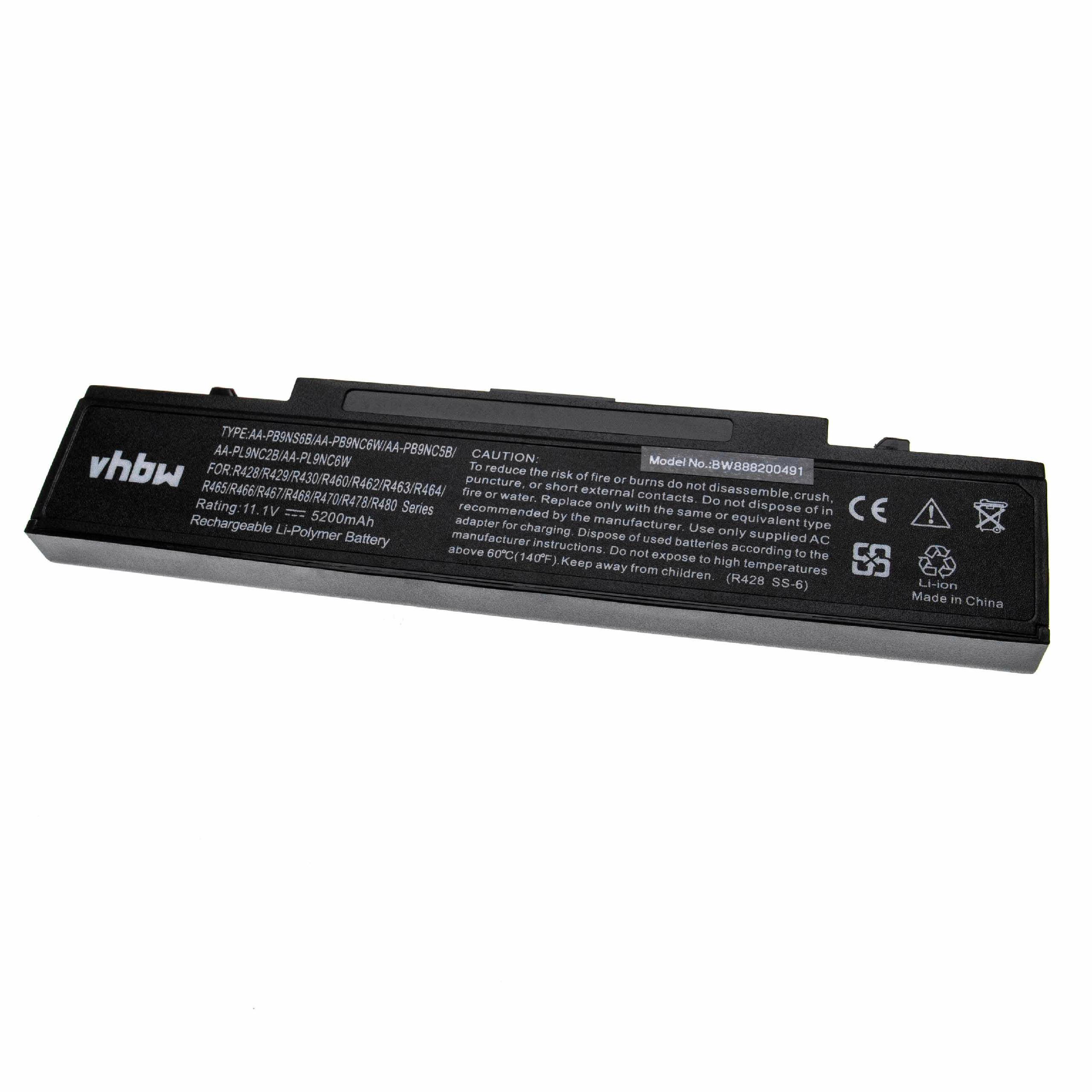 vhbw Akku kompatibel mit Samsung NP-R610 AS04, NP-R610 AS05, NP-R610 AS02, NP-R610 AS03, NP-R610 Notebook (5200 mAh, 11,1 V, Li-Ion)