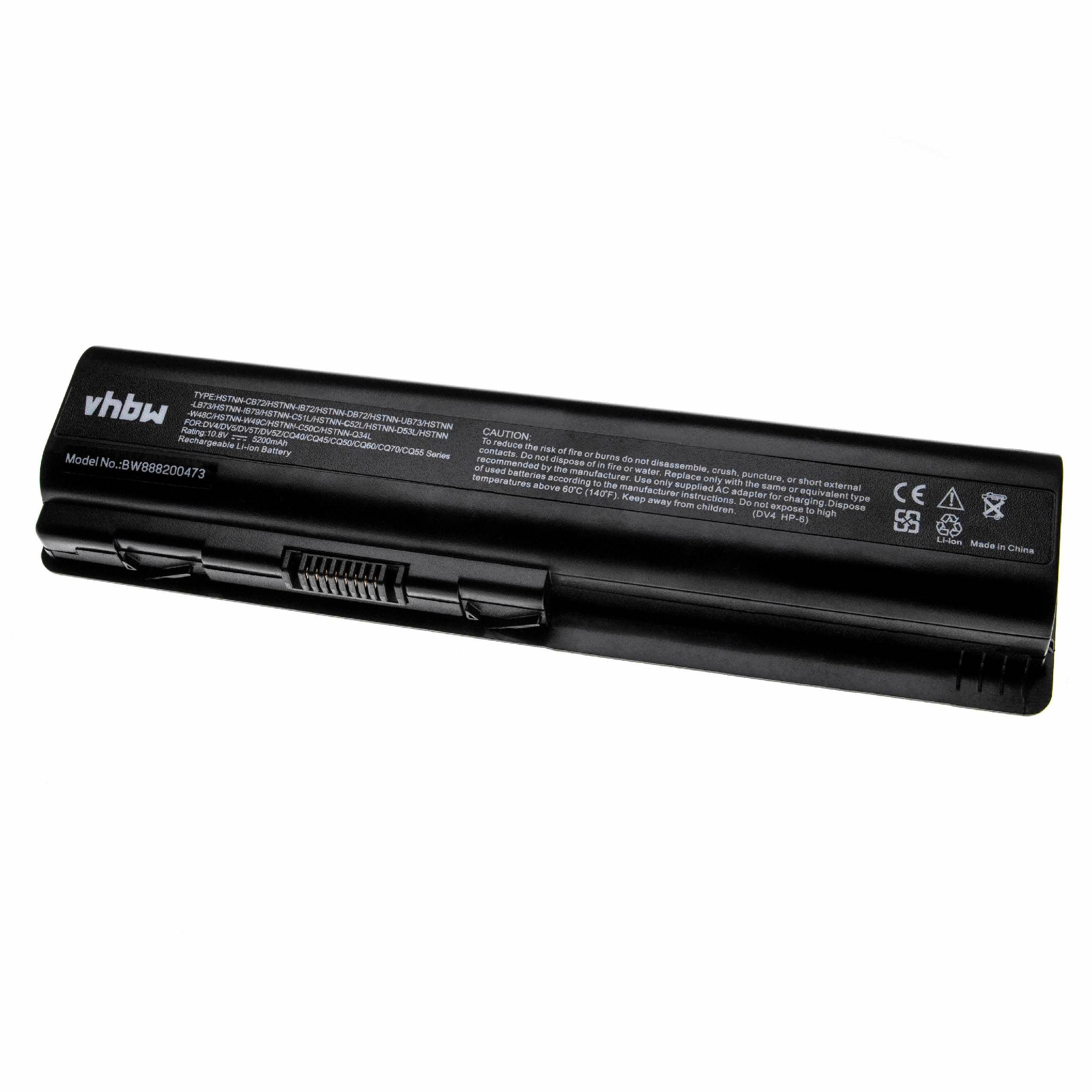 vhbw Akku kompatibel mit HP Pavilion dv5z, dv5-1019tx, dv5t-1000, dv5t, dv5-1018tx, dv5-1xxx Notebook (5200 mAh, 10,8 V, Li-Ion)