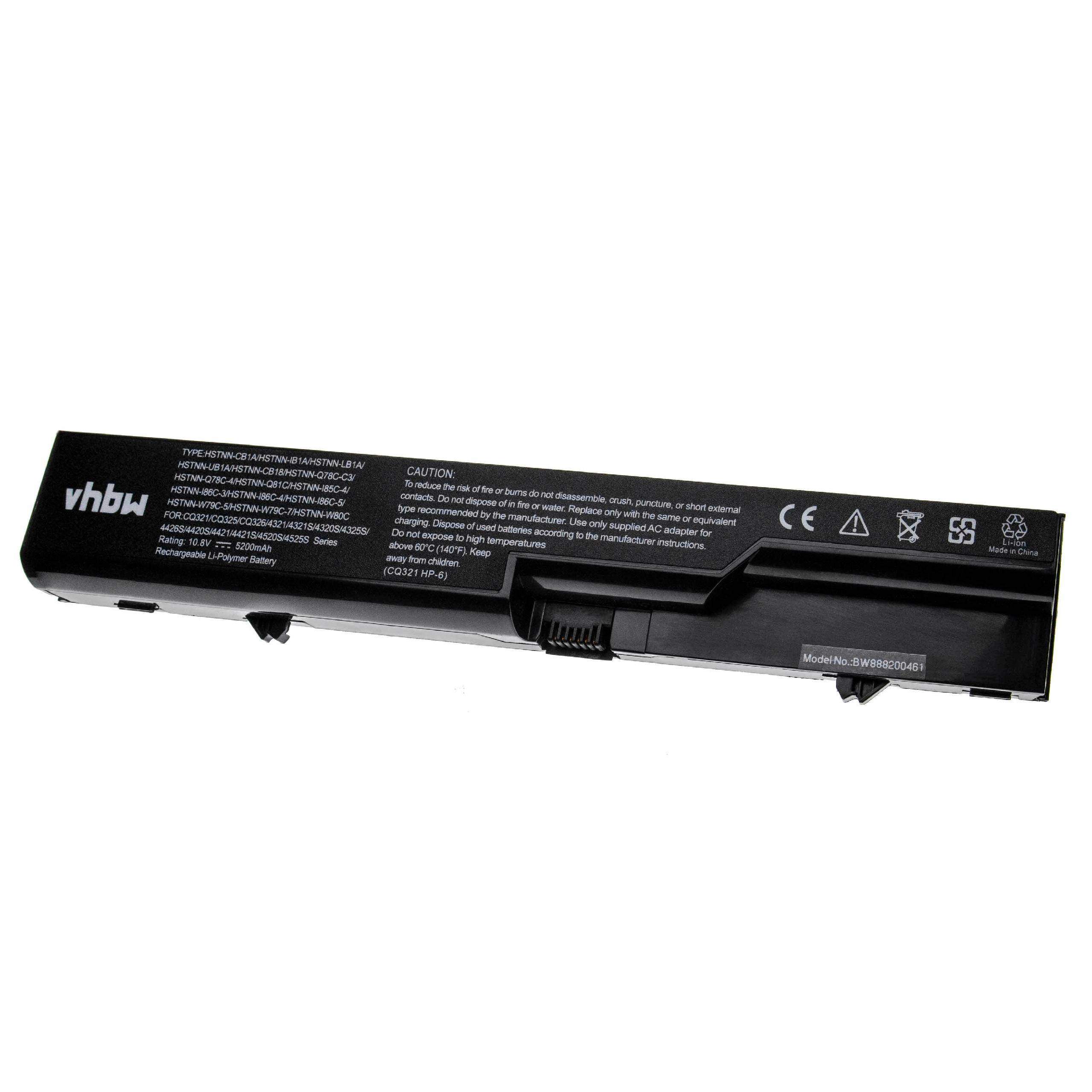 vhbw Akku kompatibel mit HP ProBook 4320s, 4320t, 4321s, 4420s, 4421s, 4325s, 4326s, 4425s Notebook (5200 mAh, 10,8 V, Li-Polymer)