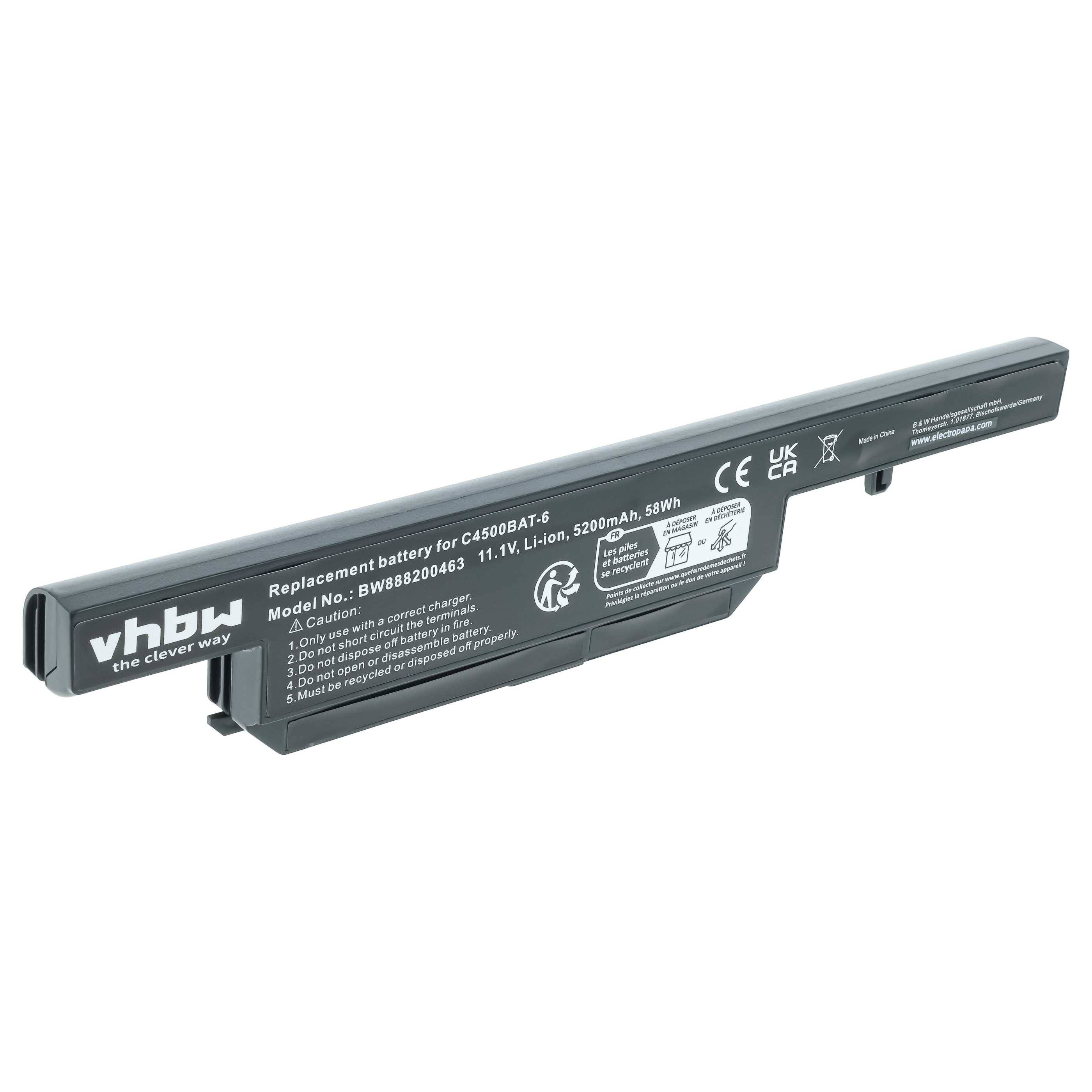 vhbw Akku kompatibel mit Pc Specialist Optimus II Notebook (5200 mAh, 11,1 V, Li-Ion)