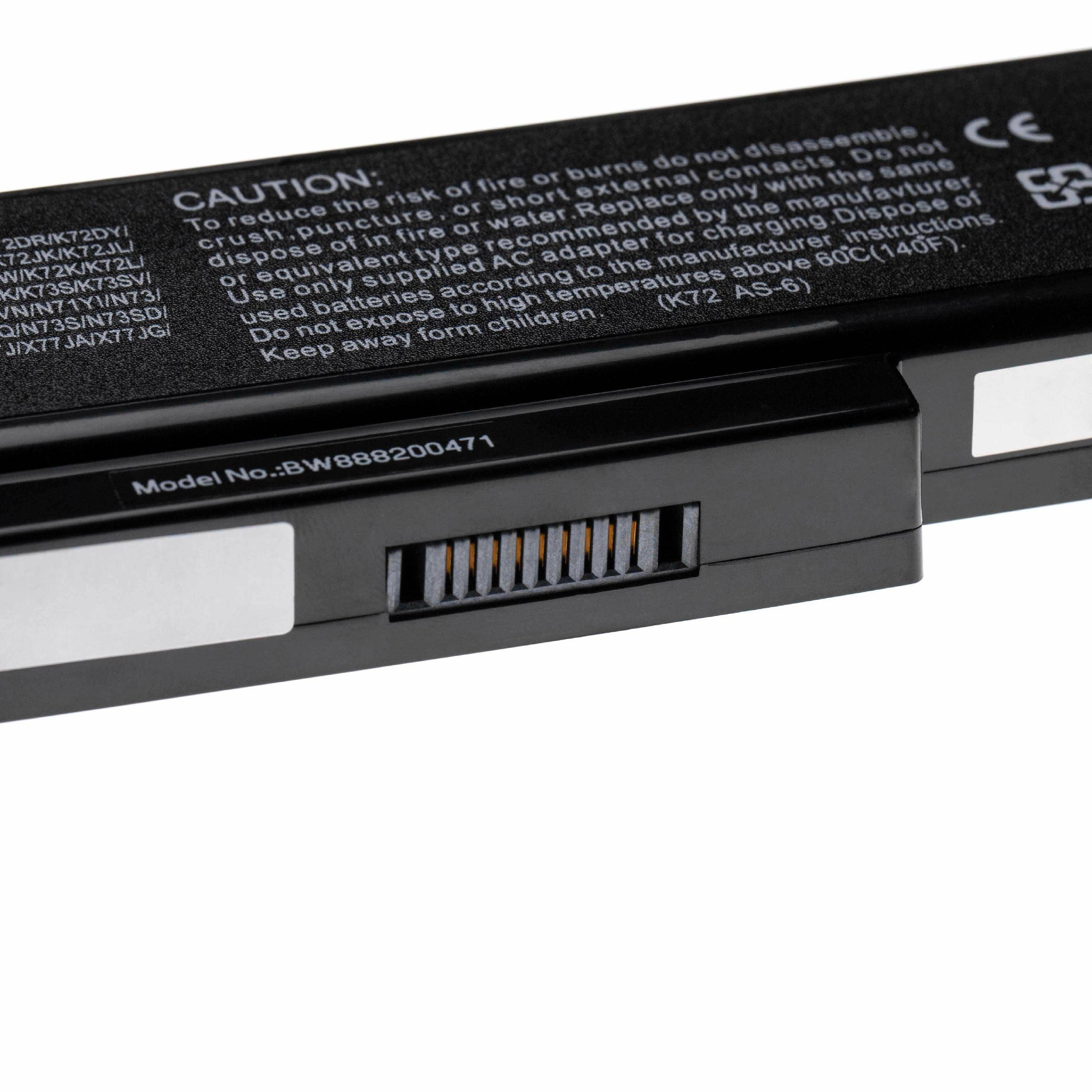 vhbw Akku kompatibel mit Asus K72L, K72R, K72Q, K72P, K72N, K73, K72Y, K72S, K72K, K72JW Notebook (5200 mAh, 10,8 V, Li-Polymer)
