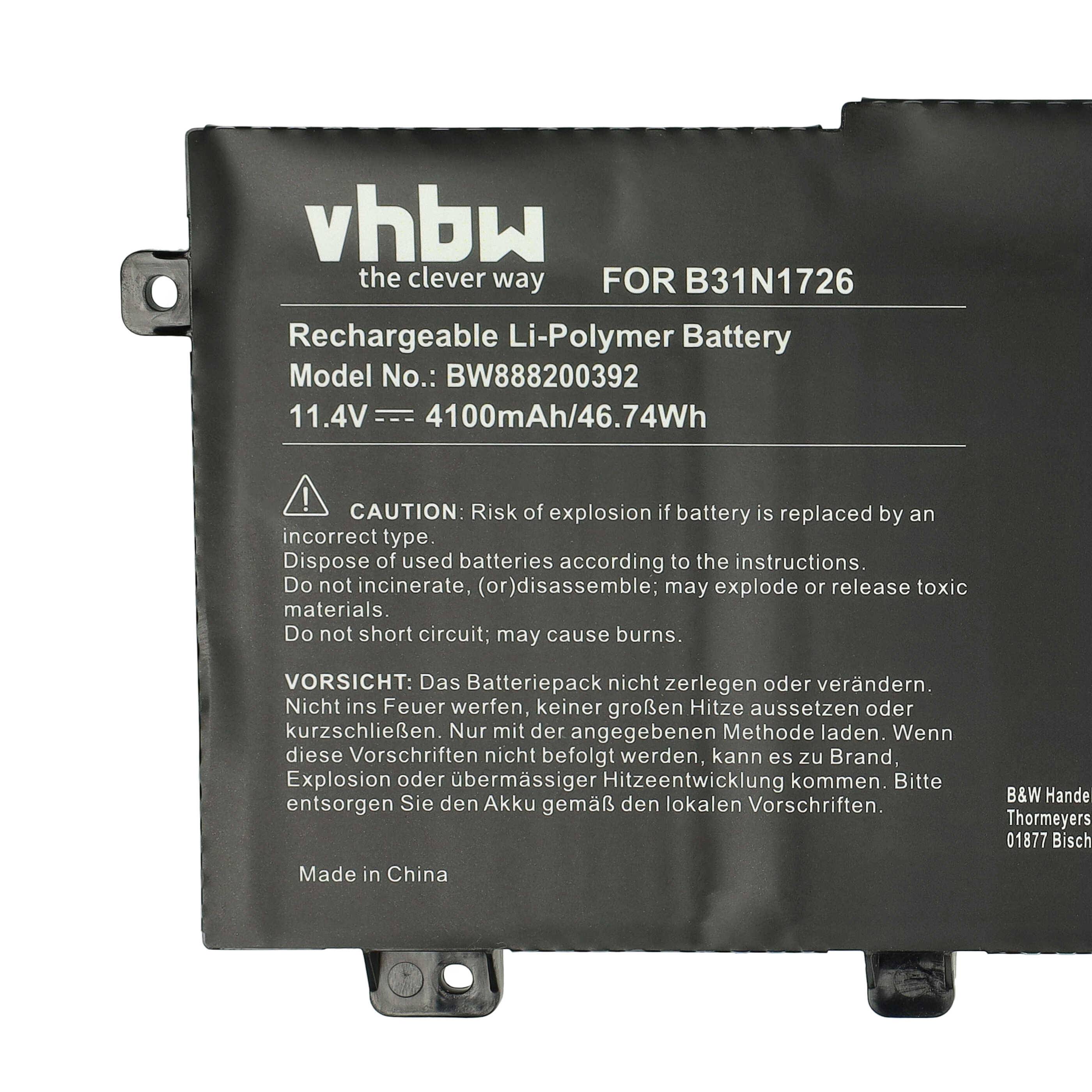 vhbw Akku kompatibel mit Asus TUF FX505DT-HN635 Notebook (4100 mAh, 11,1 V, Li-Polymer)