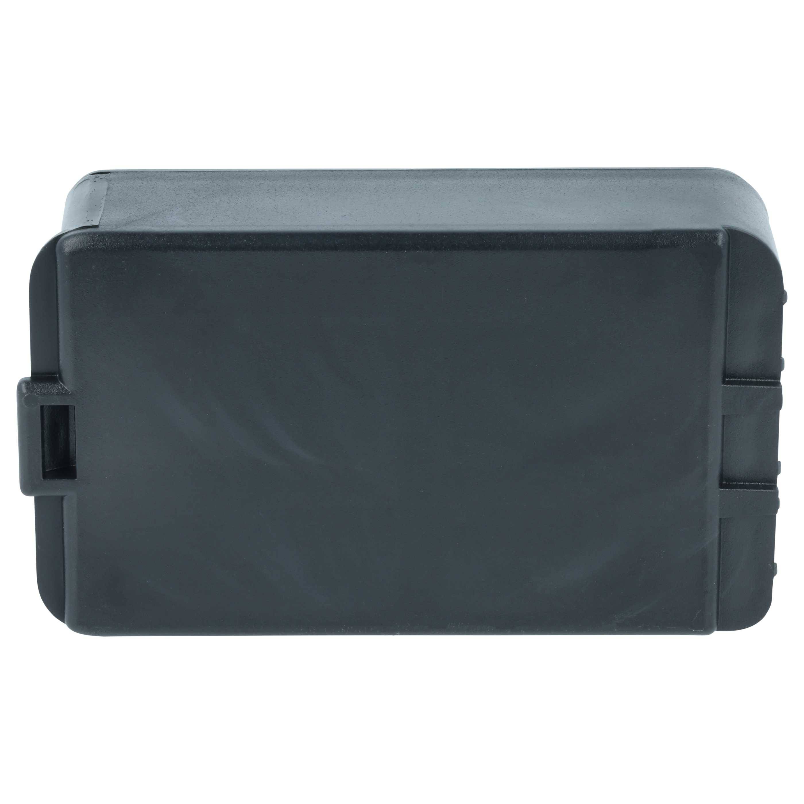 Eine kleine, rechteckige, schwarze Plastikbox ohne sichtbare Markierungen oder Merkmale, vor einem schlichten weißen Hintergrund.