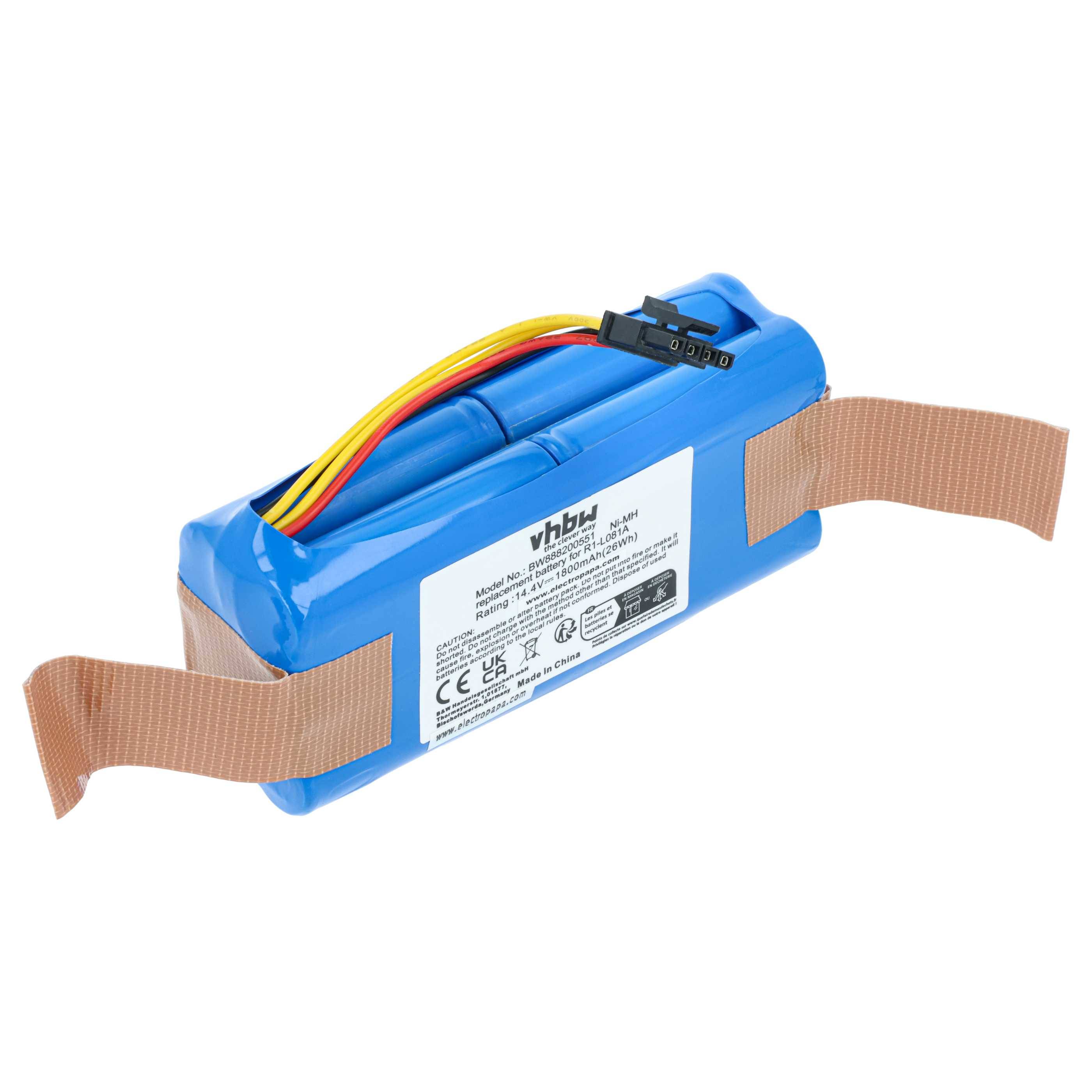 vhbw Akku kompatibel mit Midea R1-L085B | R1-L083B, R1-L081A Saugroboter (1800 mAh, 14,4 V, NiMH)