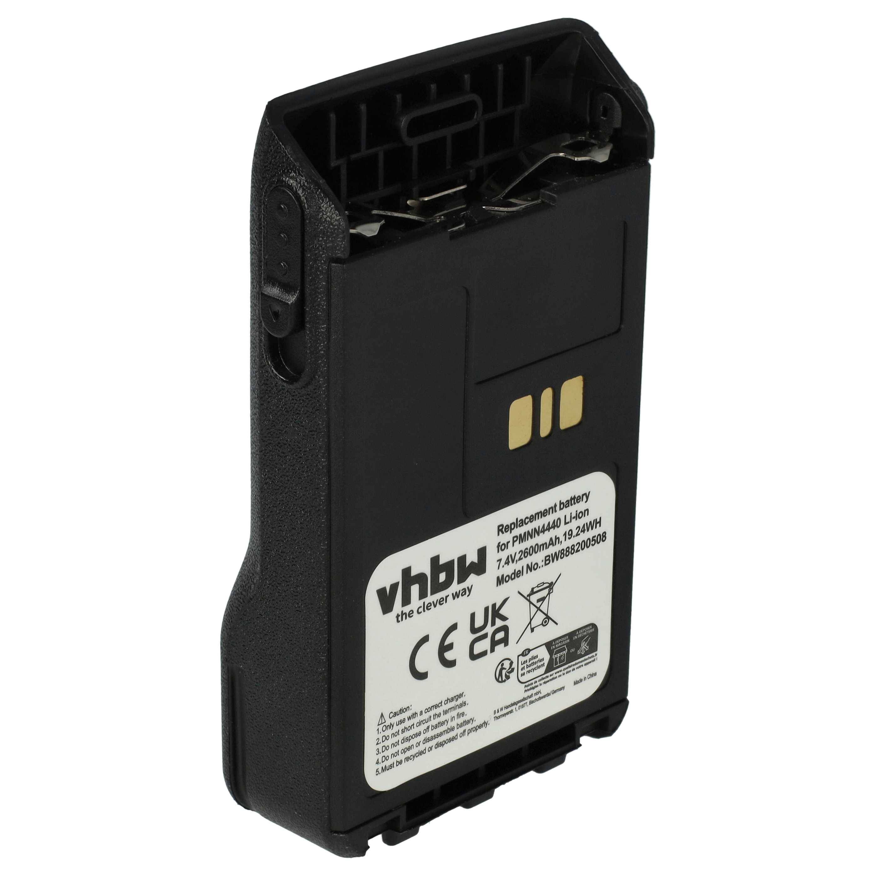vhbw Akku Ersatz für Motorola PMNN4511A für Funkgerät, Walkie Talkie (2600 mAh, 7,4 V, Li-Ion)