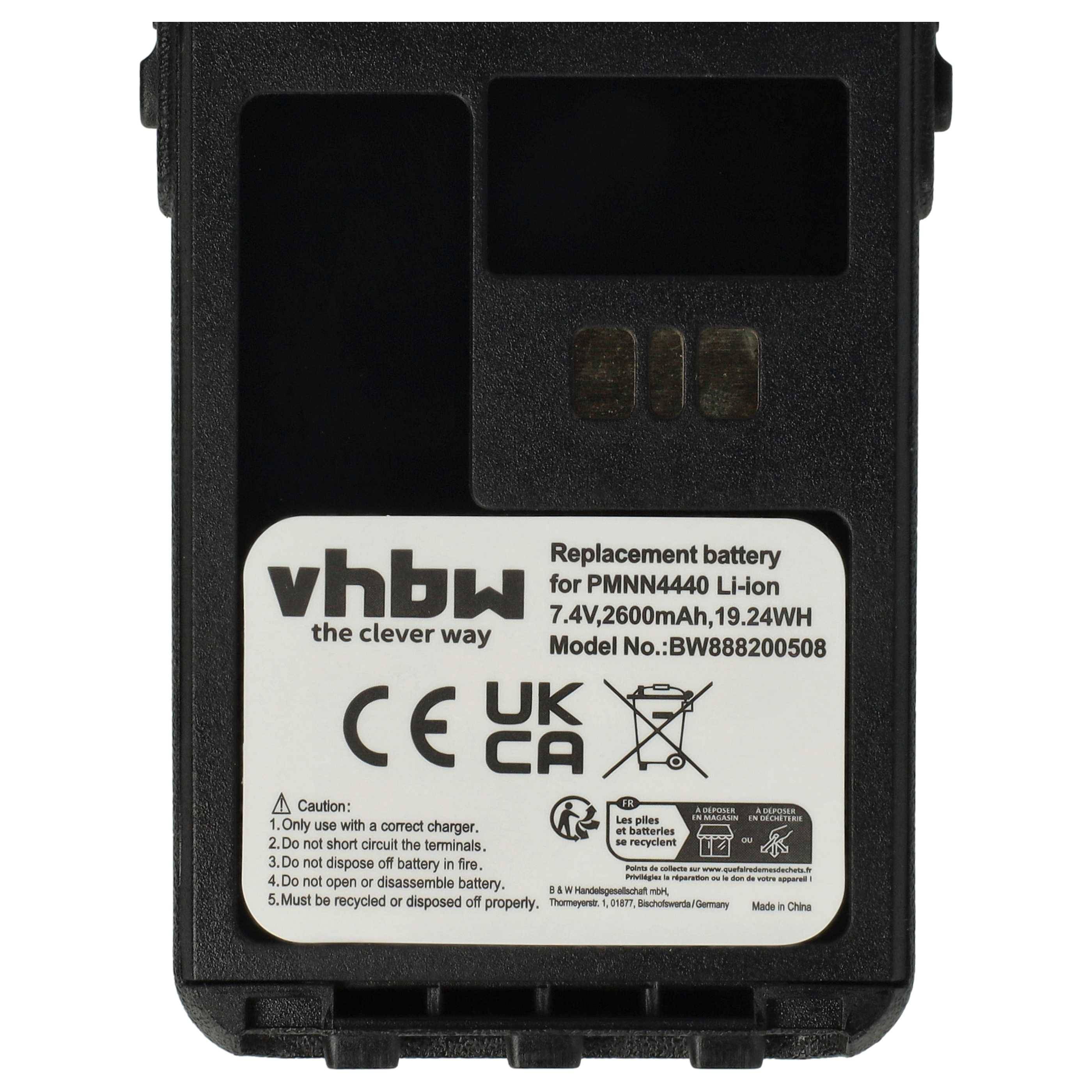vhbw Akku Ersatz für Motorola PMNN4511A für Funkgerät, Walkie Talkie (2600 mAh, 7,4 V, Li-Ion)