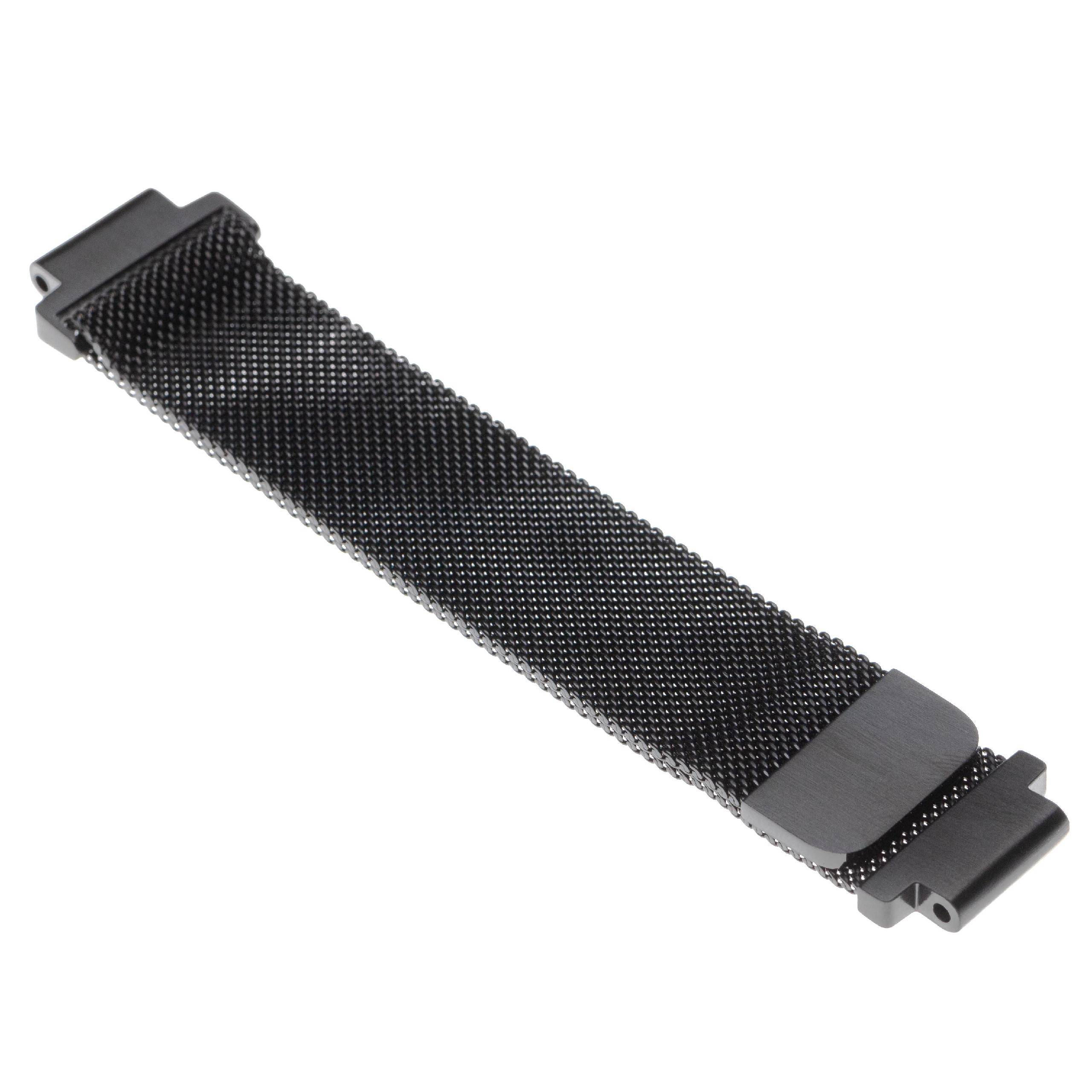 vhbw Ersatz Armband kompatibel mit Garmin Forerunner 630, 735, 220, 230, 235, 620 Fitnessuhr, Smartwatch - Edelstahl schwarz Magnetverschluss