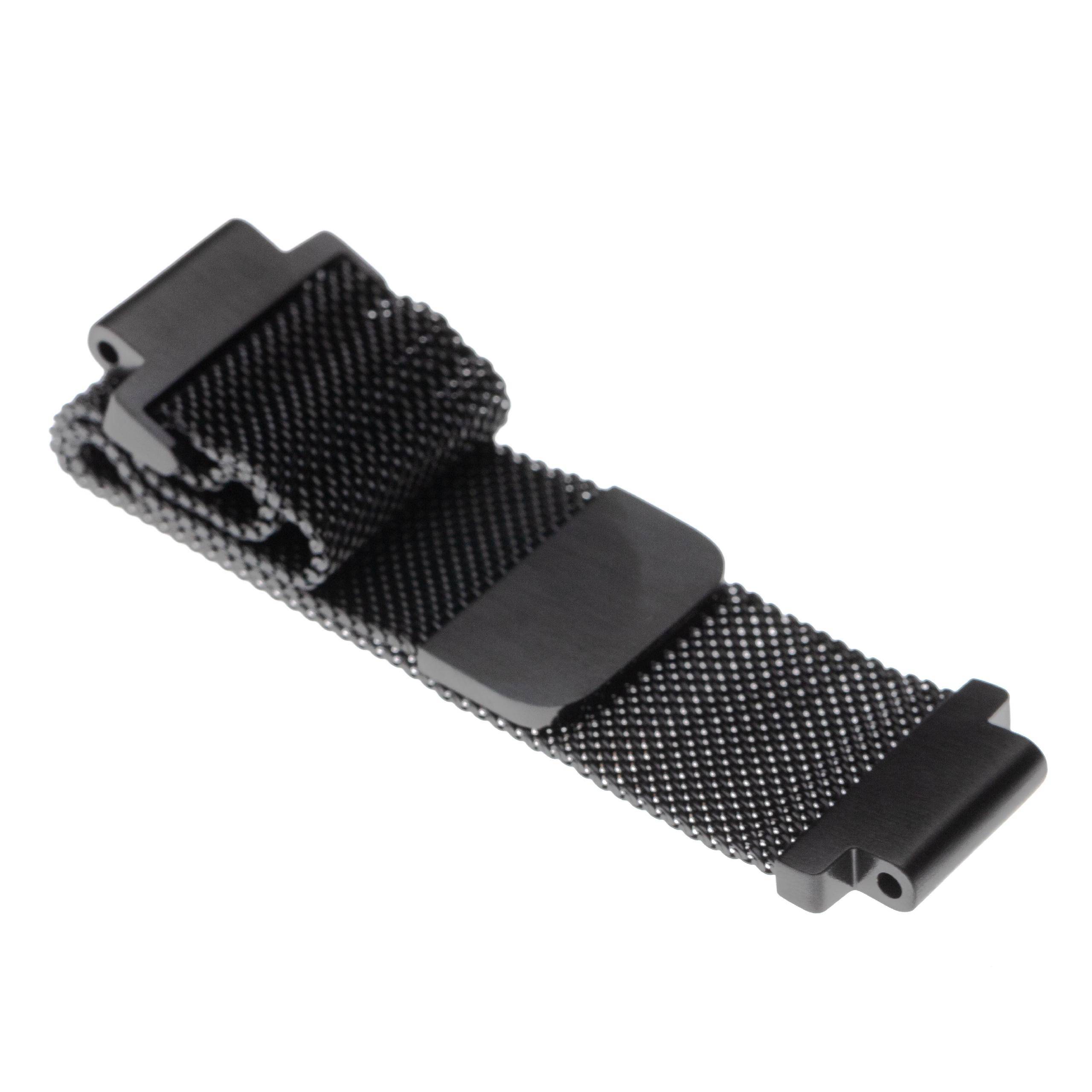 vhbw Ersatz Armband kompatibel mit Garmin Approach S20, S5, S6 Fitnessuhr, Smartwatch - Edelstahl schwarz Magnetverschluss