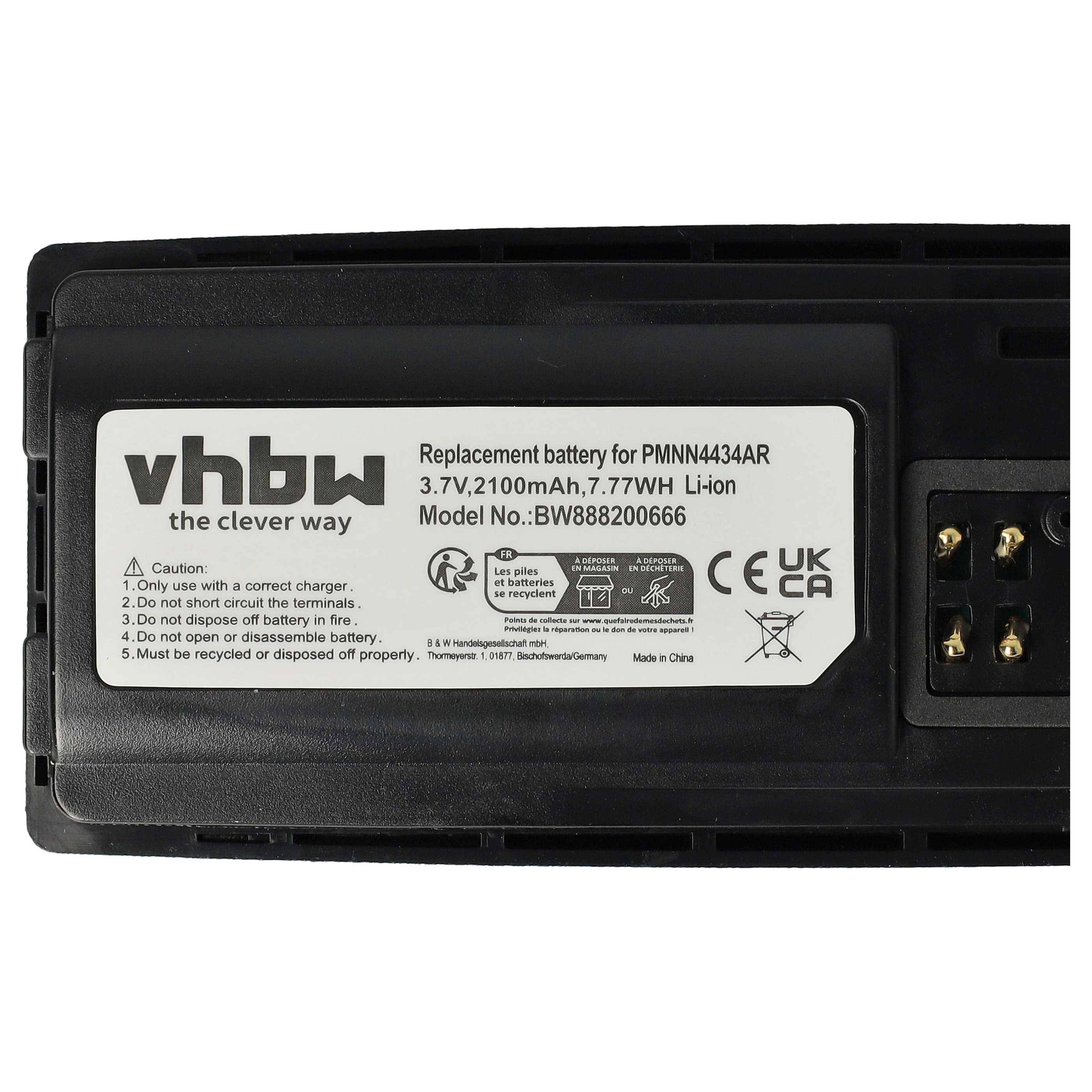 Etikett auf schwarzer Batterie mit der Marke „vhbw