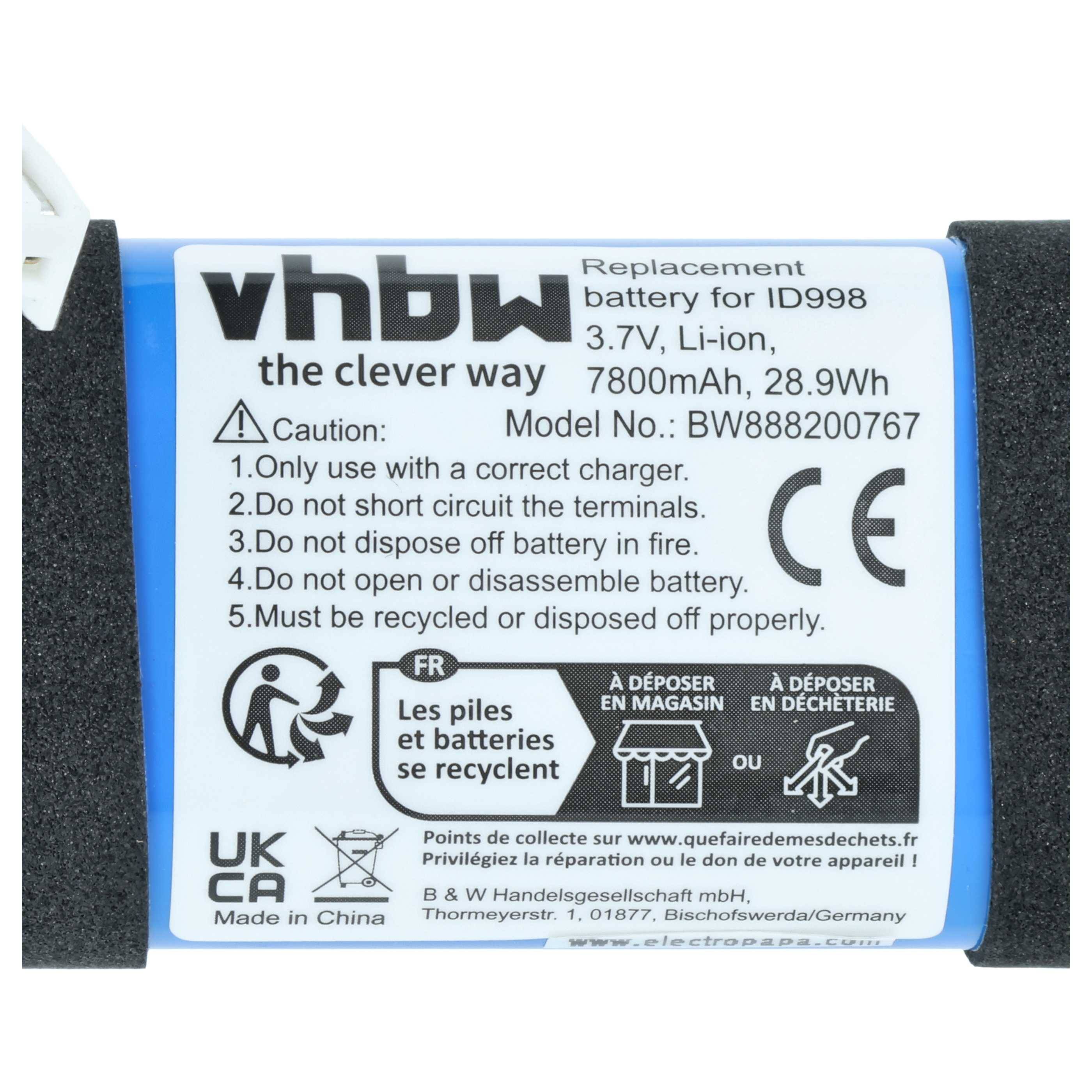 vhbw Akku kompatibel mit JBL Charge 4BLK | 4J, CHARGE4BLUAM, 4 Lautsprecher Boxen Speaker (7800 mAh, 3,7 V, Li-Ion)