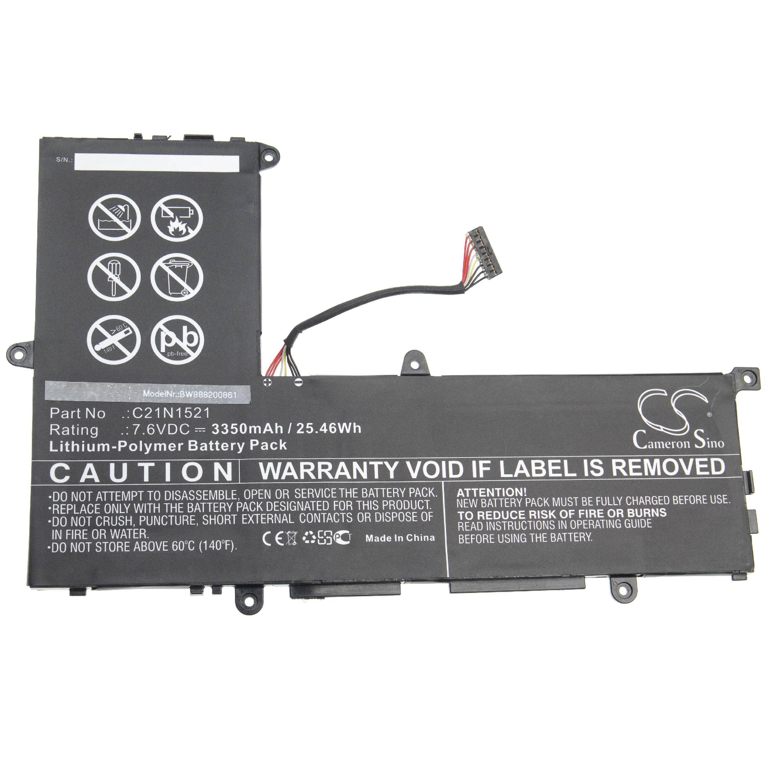 vhbw Akku kompatibel mit Asus VivoBook R209HA-FD0048T-BE, R209HA-FD0047T, R209HA-FD0048T Notebook (3350 mAh, 7,6 V, Li-Polymer)