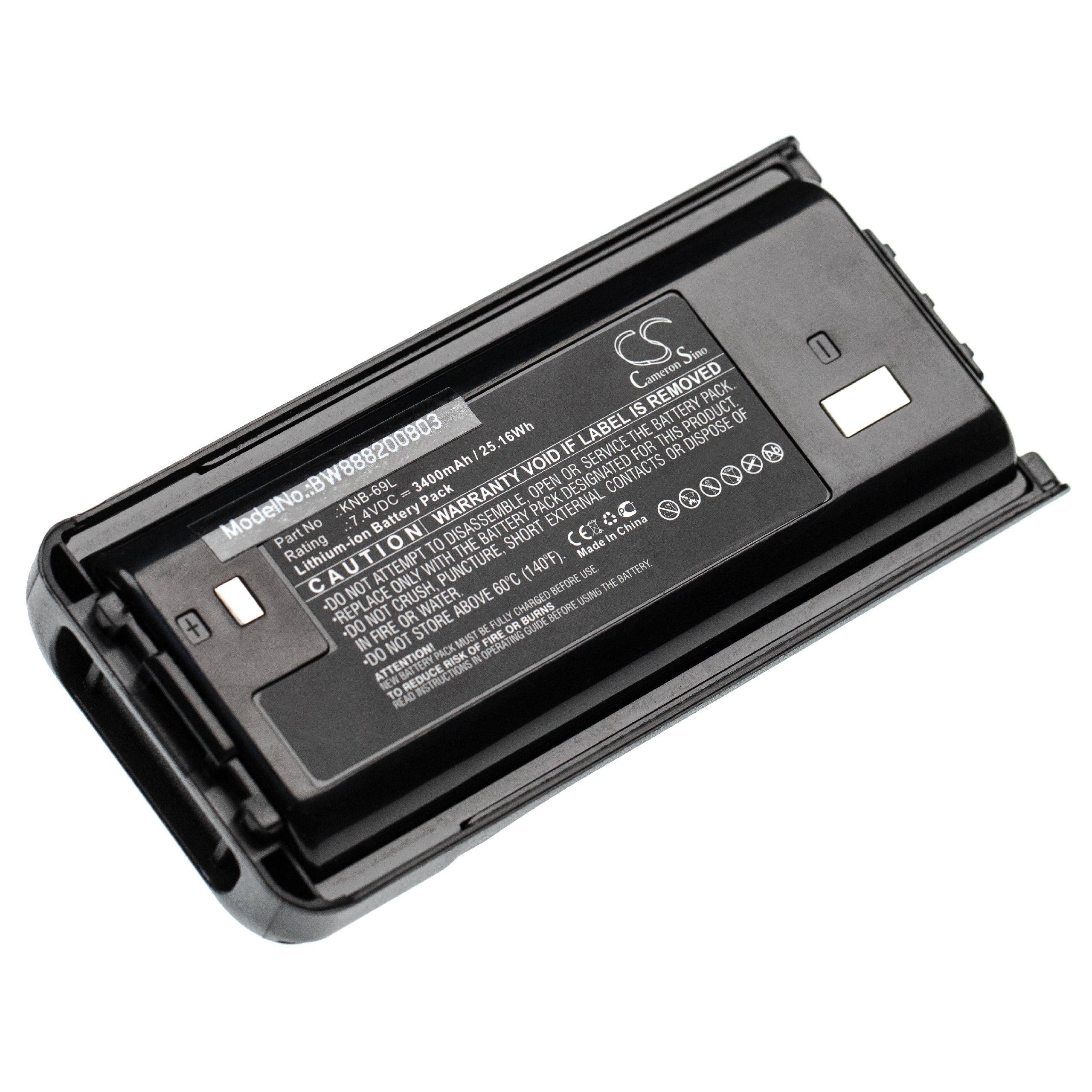vhbw Akku Ersatz für Kenwood KNB-69L für Funkgerät, Walkie Talkie (3400mAh, 7,4V, Li-Ion)