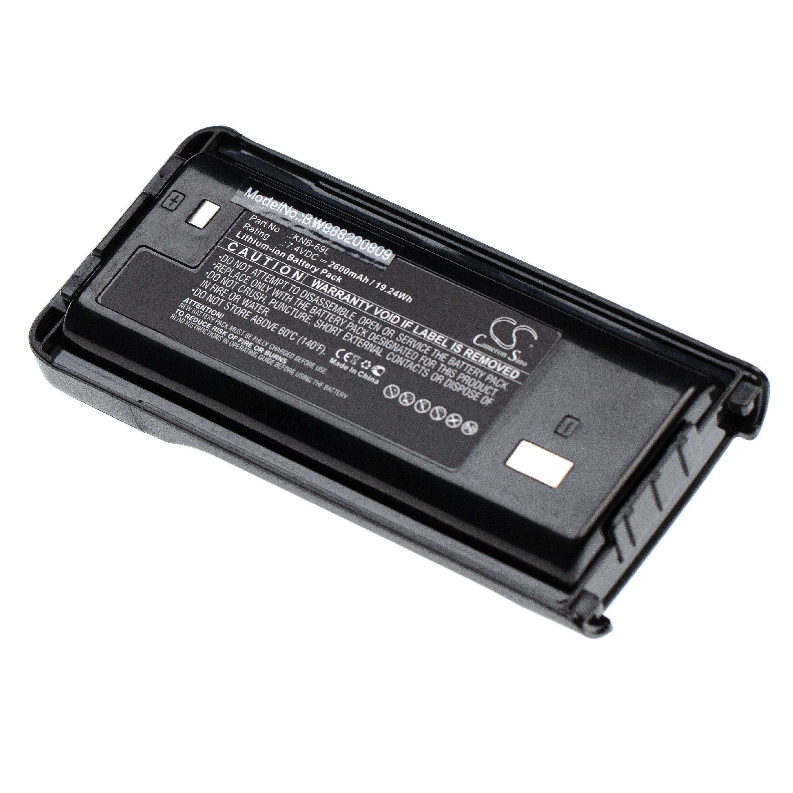 vhbw Akku kompatibel mit Kenwood TK-2312, TK-2400, TK-2400VP, TK-2402, TK-2402V16P Funkgerät, Walkie Talkie (2600mAh, 7,4V, Li-Ion)
