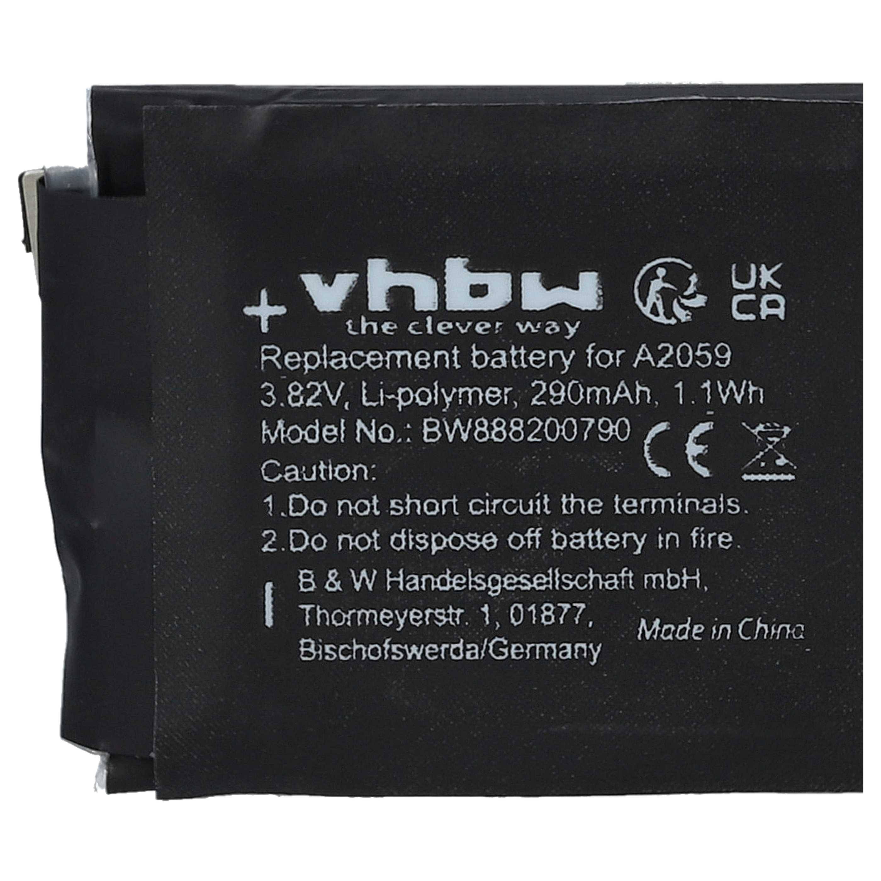 vhbw Akku Ersatz für Apple A2059 für Smartwatch Uhr Fitnessarmband (290 mAh, 3,82 V, Li-Polymer)