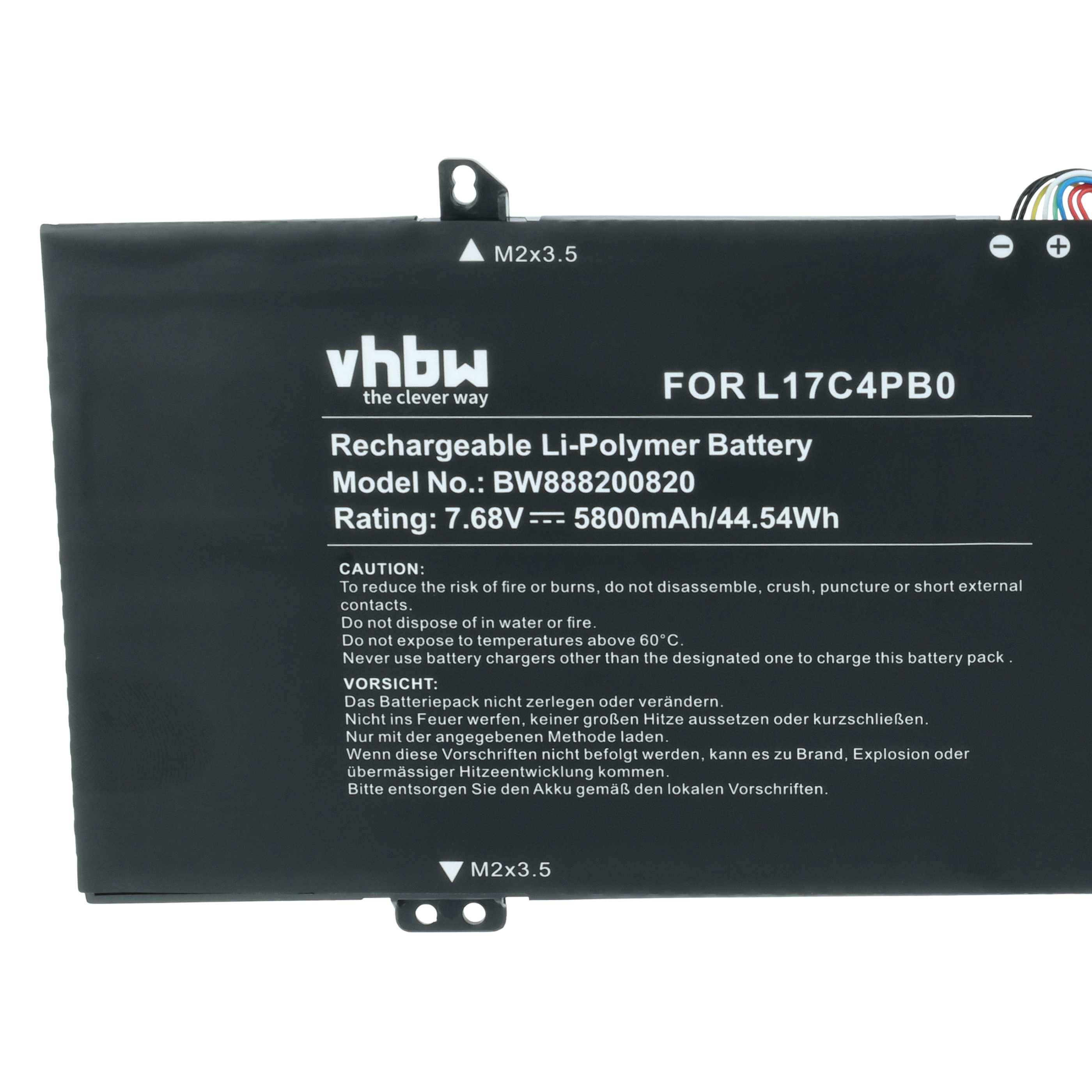 Schwarze vhbw wiederaufladbare Li-Polymer-Batterie mit der Bezeichnung „FOR L17C4PB0