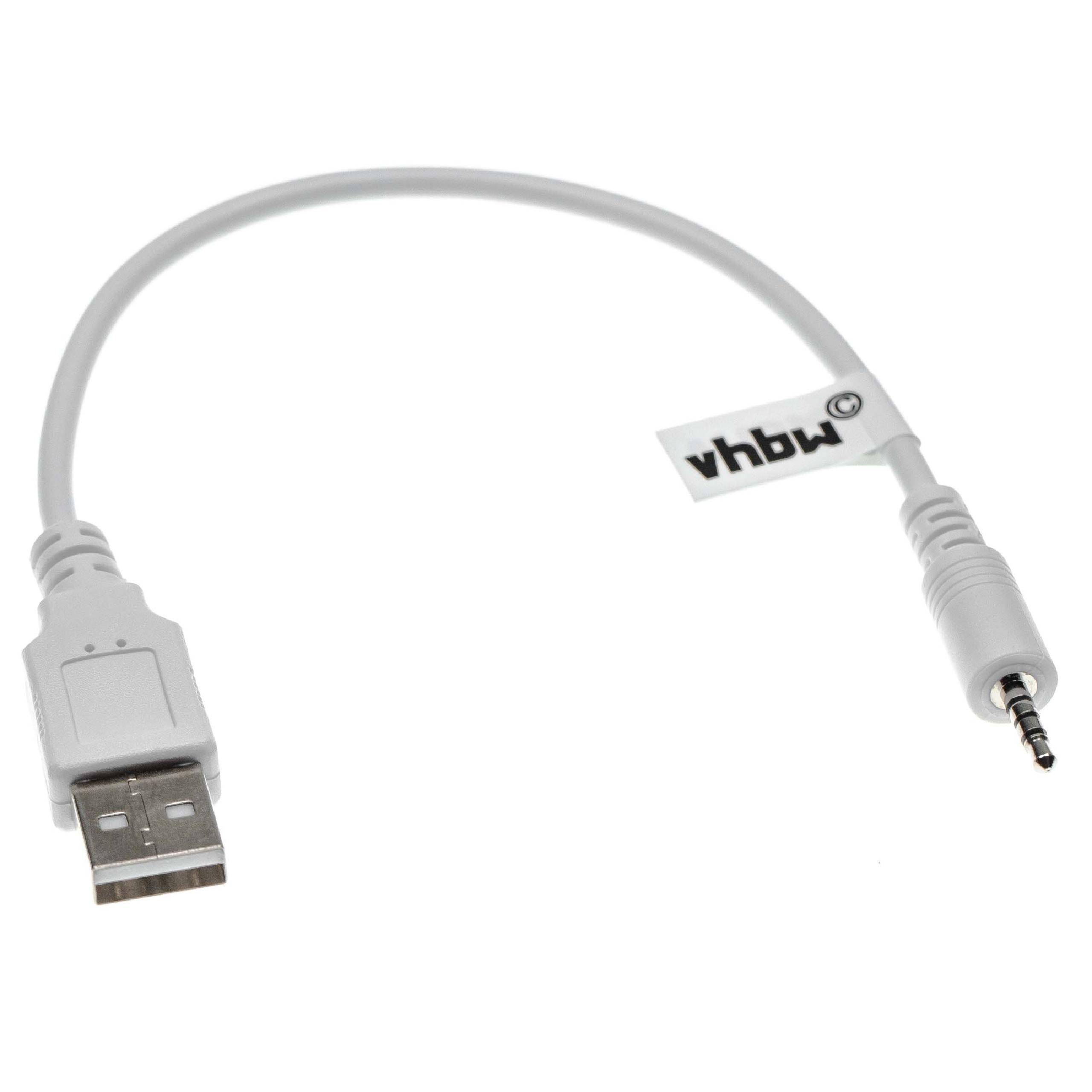 vhbw USB-Ladekabel kompatibel mit AKG NC60NC, N60NC Kopfhörer - Kabel USB 2.0 Typ A auf 2,5 mm Klinkenstecker, 20,5 cm Weiß