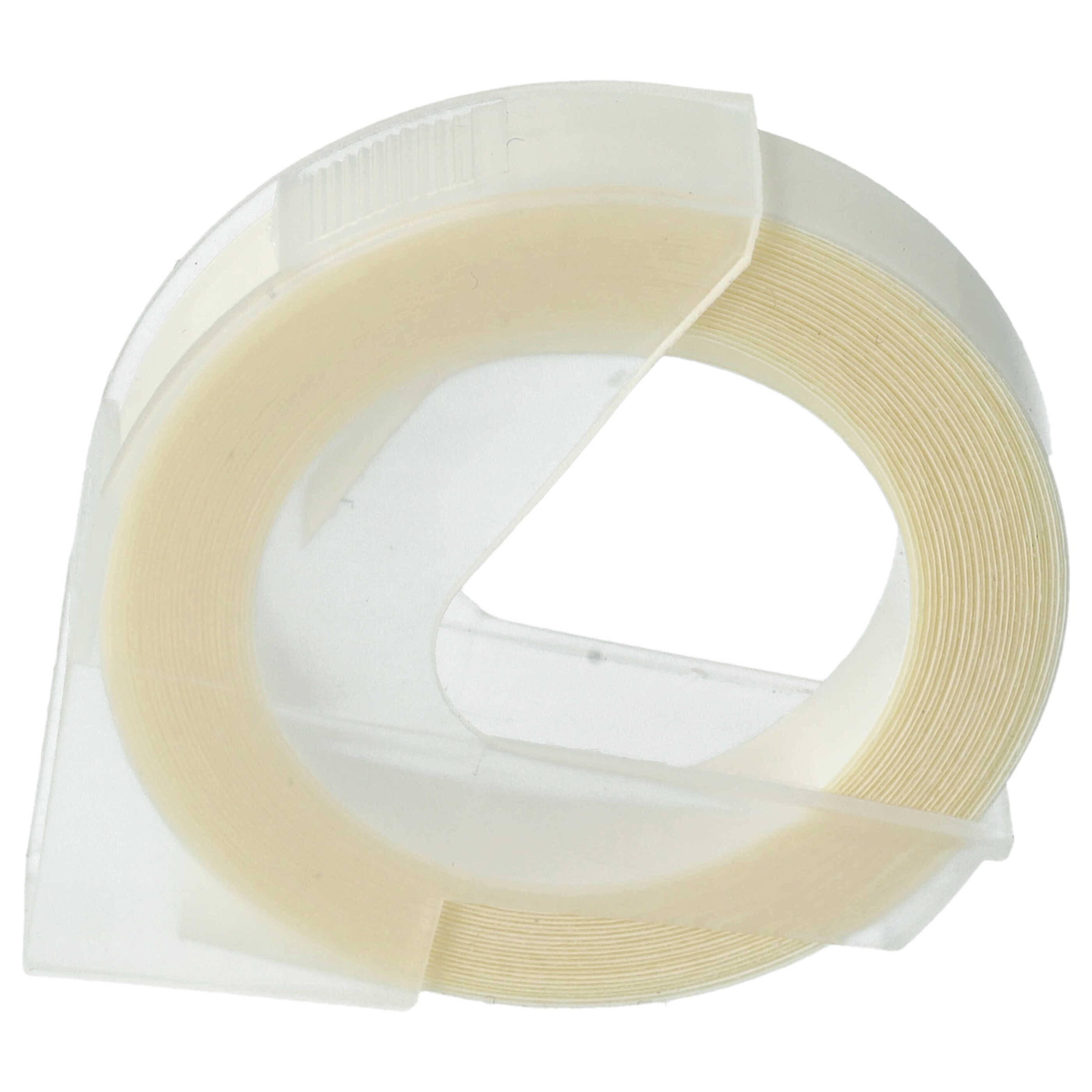 vhbw 3D Prägeband-Schriftband-Kassette kompatibel mit Dymo 1610 | 1575, 1595GY, 1745, 1755 Etiketten-Drucker 3m x 9mm Weiß auf Transparent