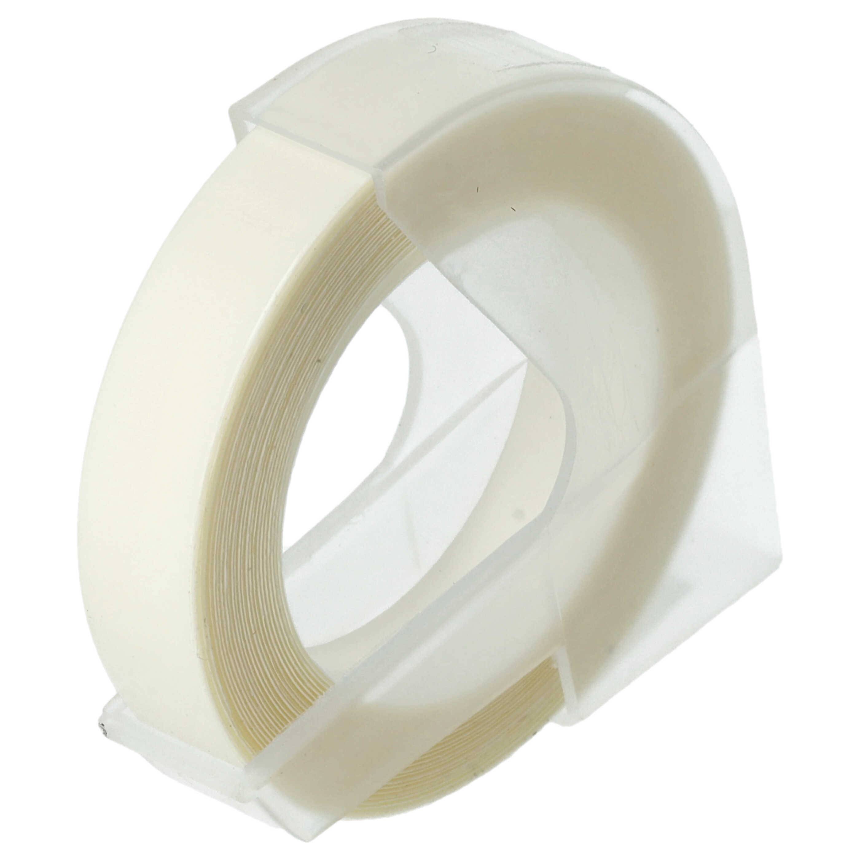 vhbw 3D Prägeband-Schriftband-Kassette kompatibel mit Dymo 1610 | 1575, 1595GY, 1745, 1755 Etiketten-Drucker 3m x 9mm Weiß auf Transparent